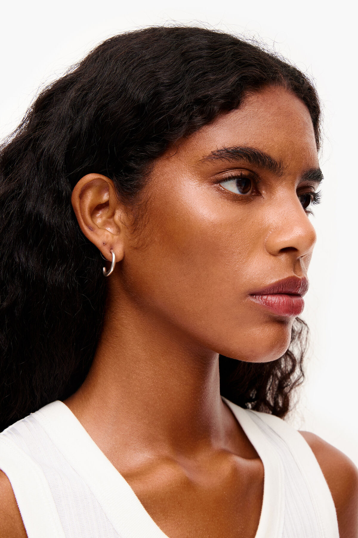 Pendientes aro plateado mate