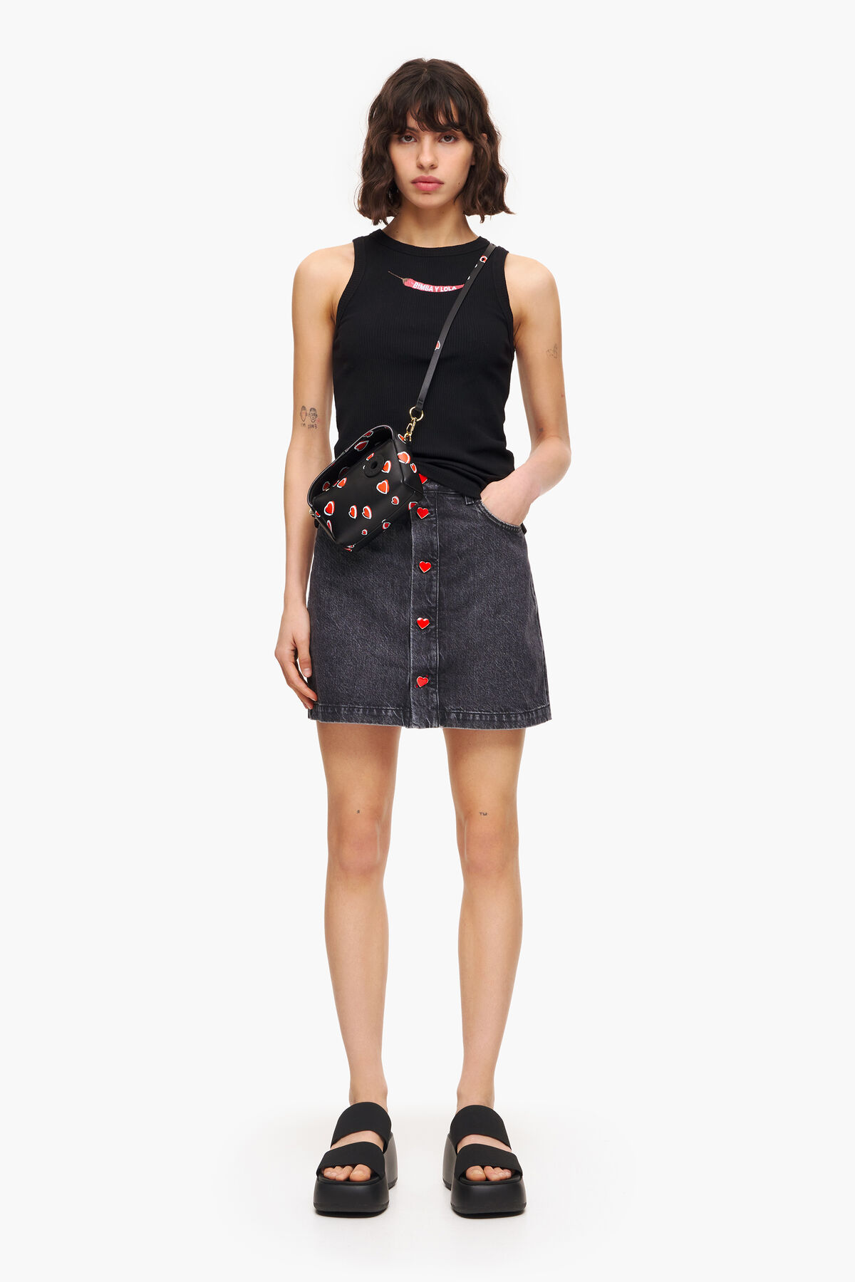 Minifalda denim negra