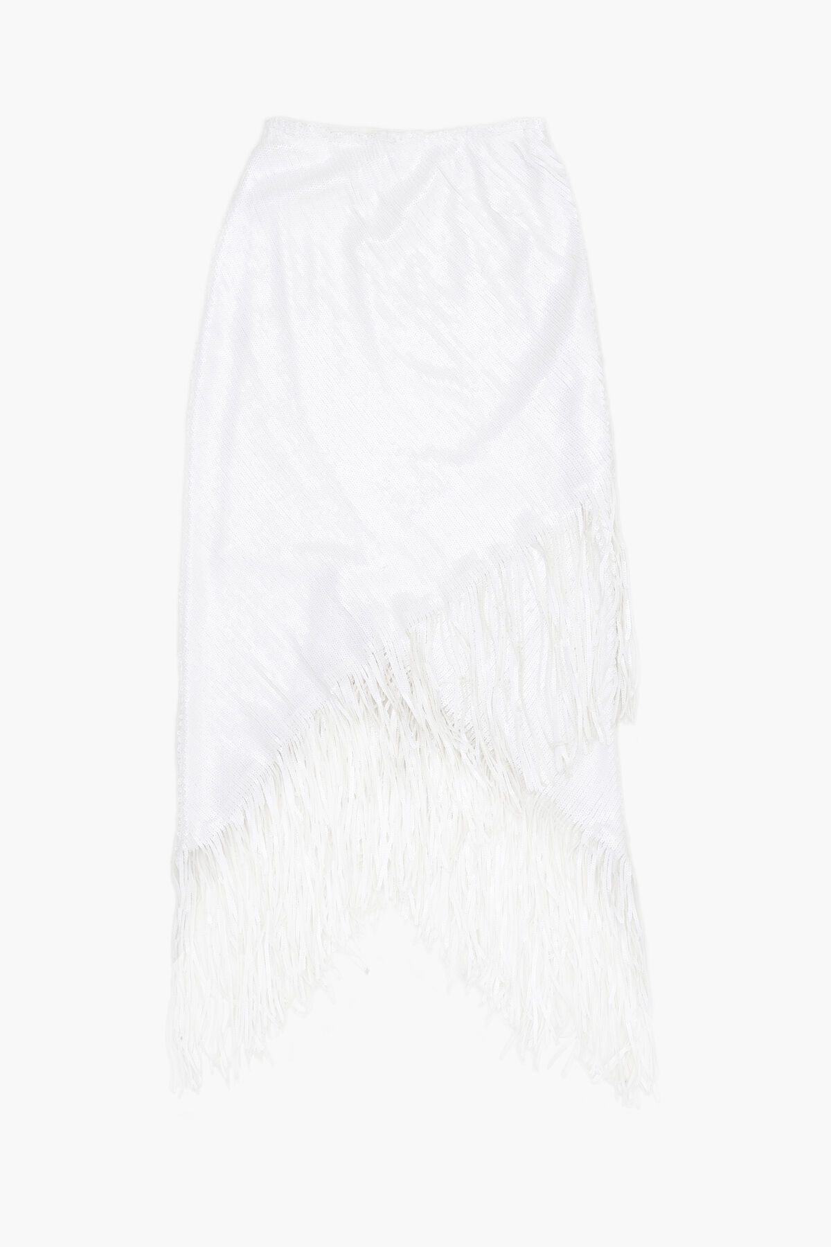 Falda midi lentejuelas blanca