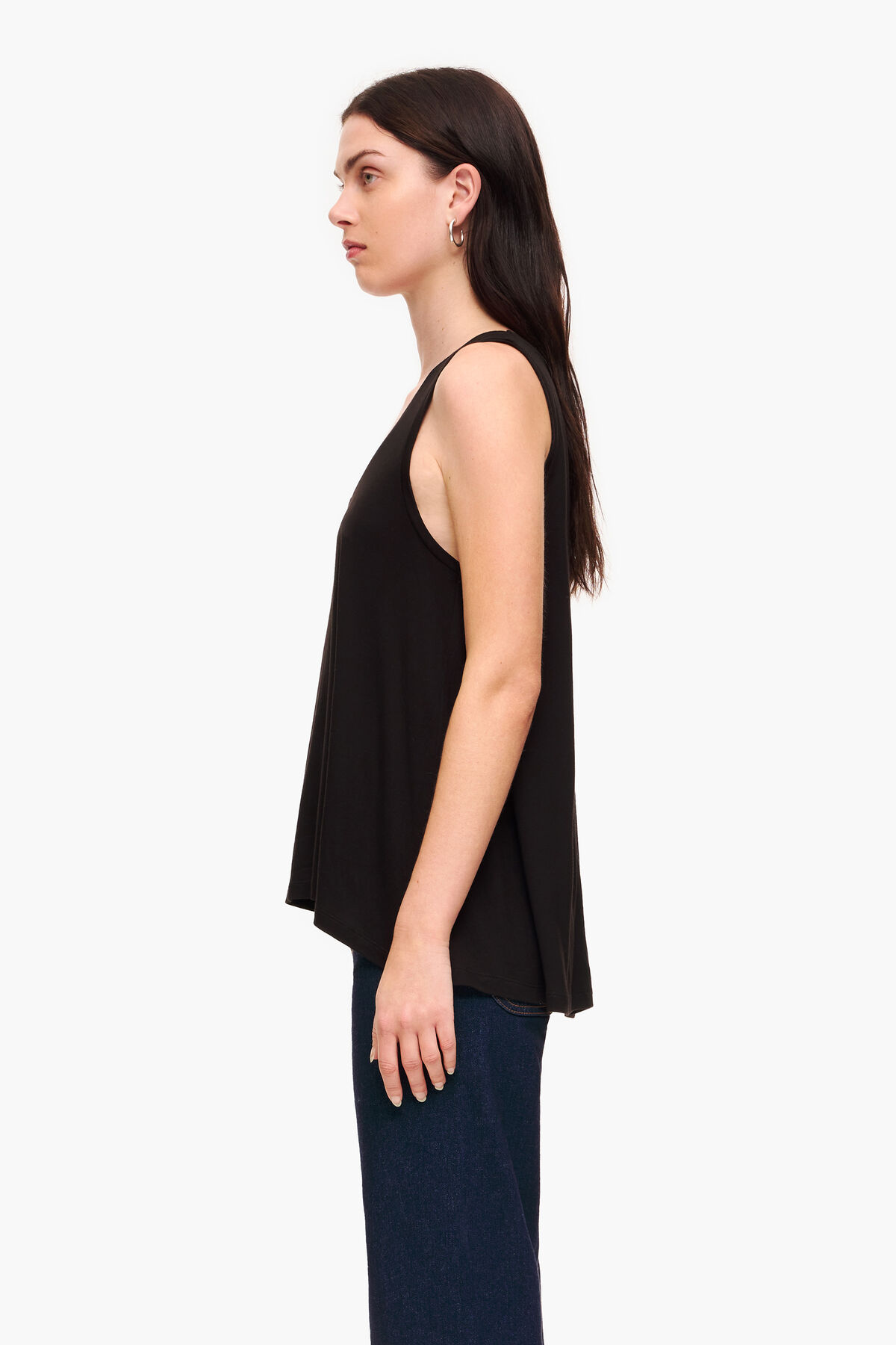 Camiseta fluida evasé negra