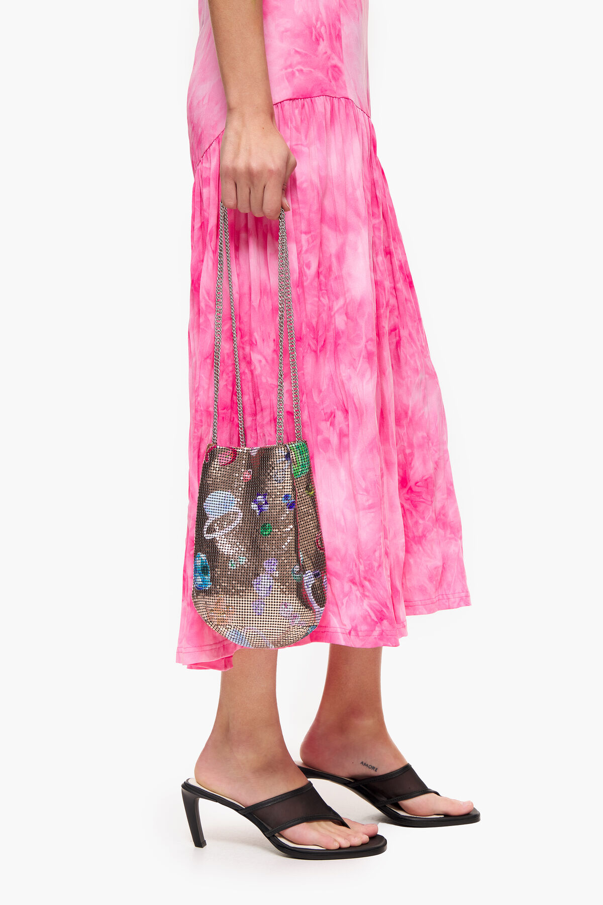 Bolso saca malla print Fallen Jewels oro