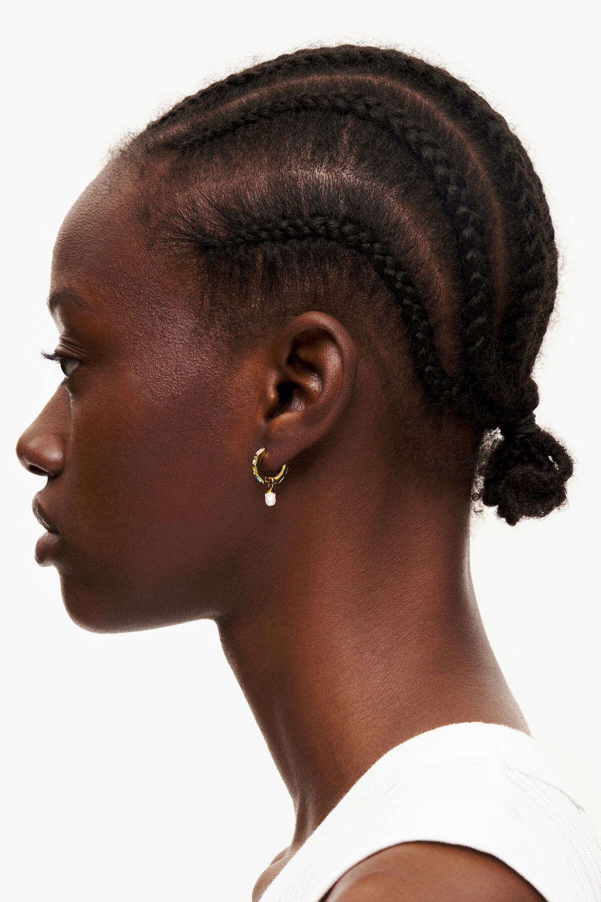 Pendientes aro perla cristales multicolores