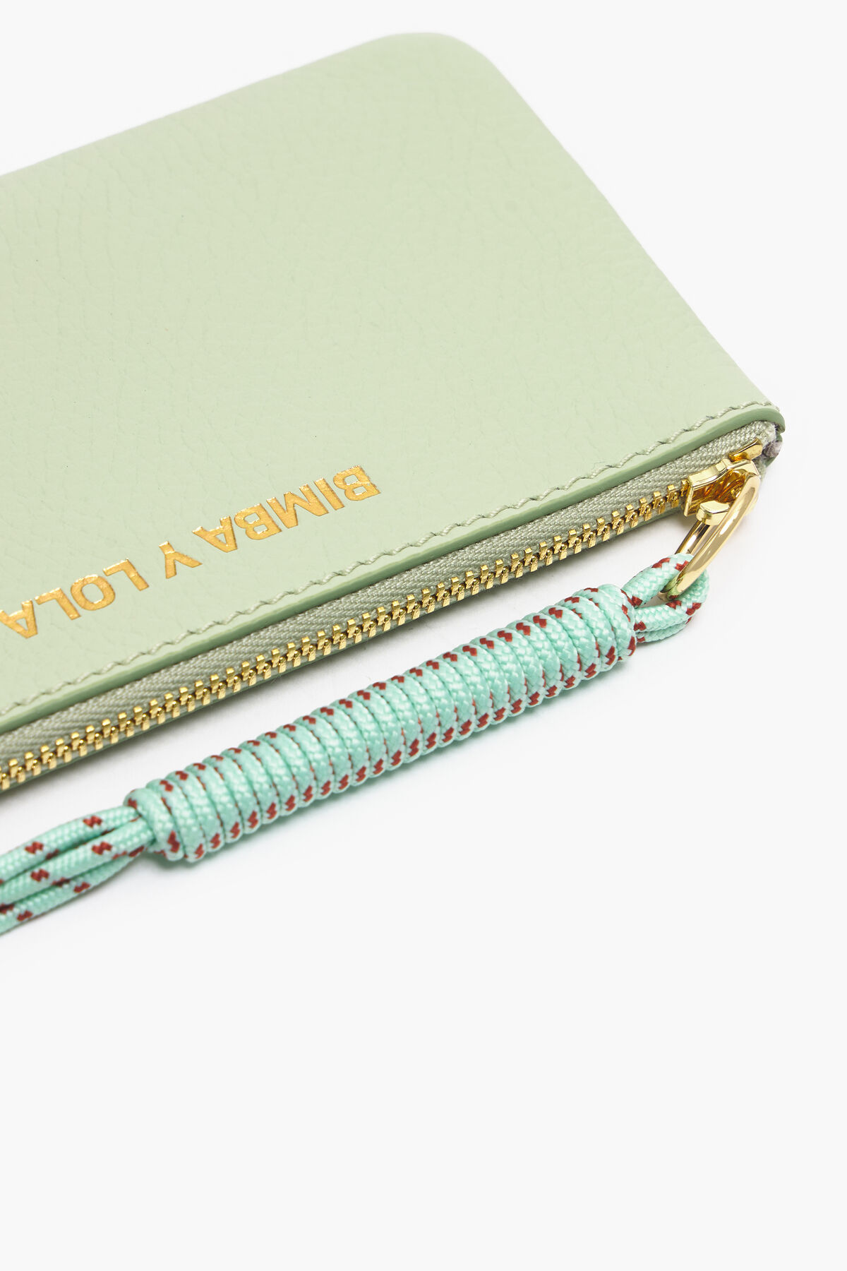 Monedero rectangular piel verde pastel