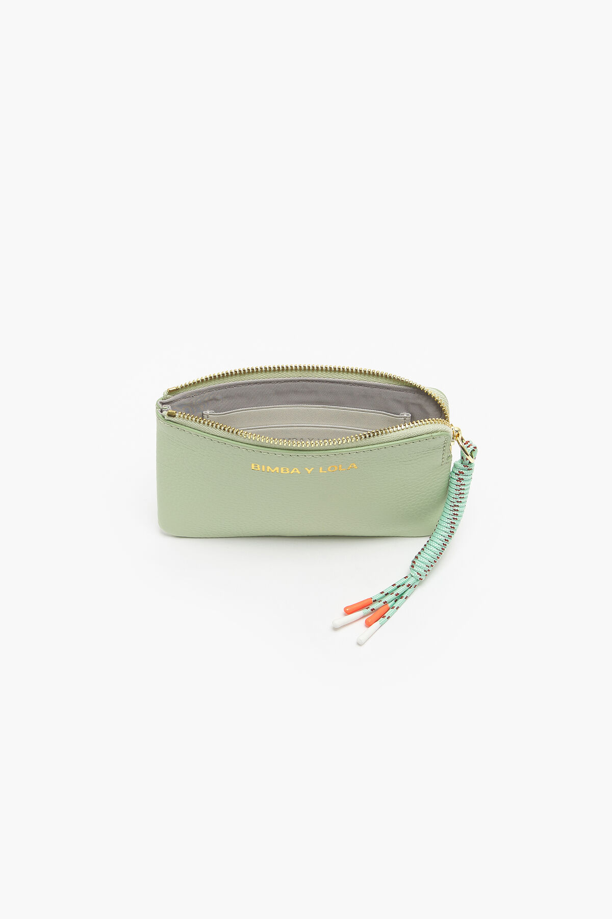 Monedero curvo piel verde pastel