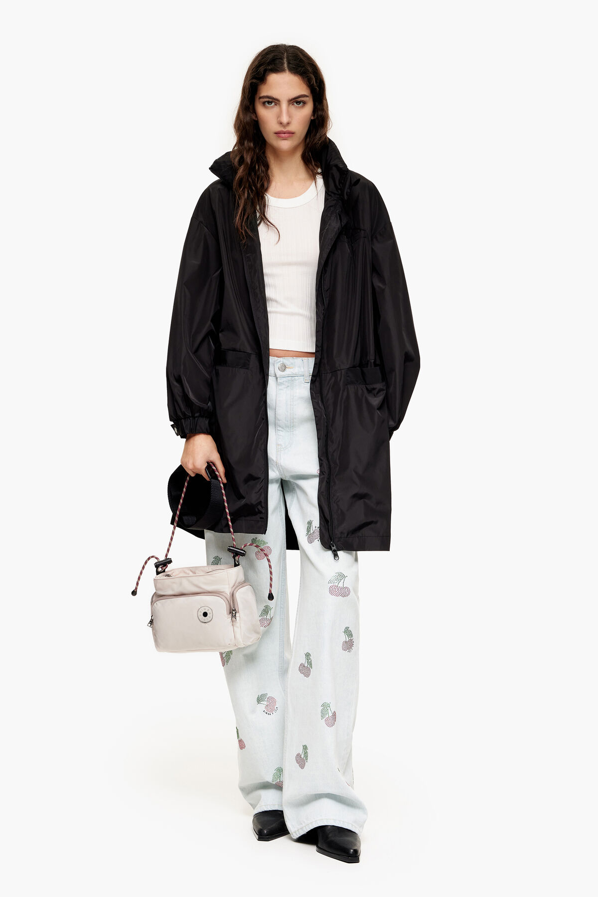 Bolso bandolera S nylon marfil