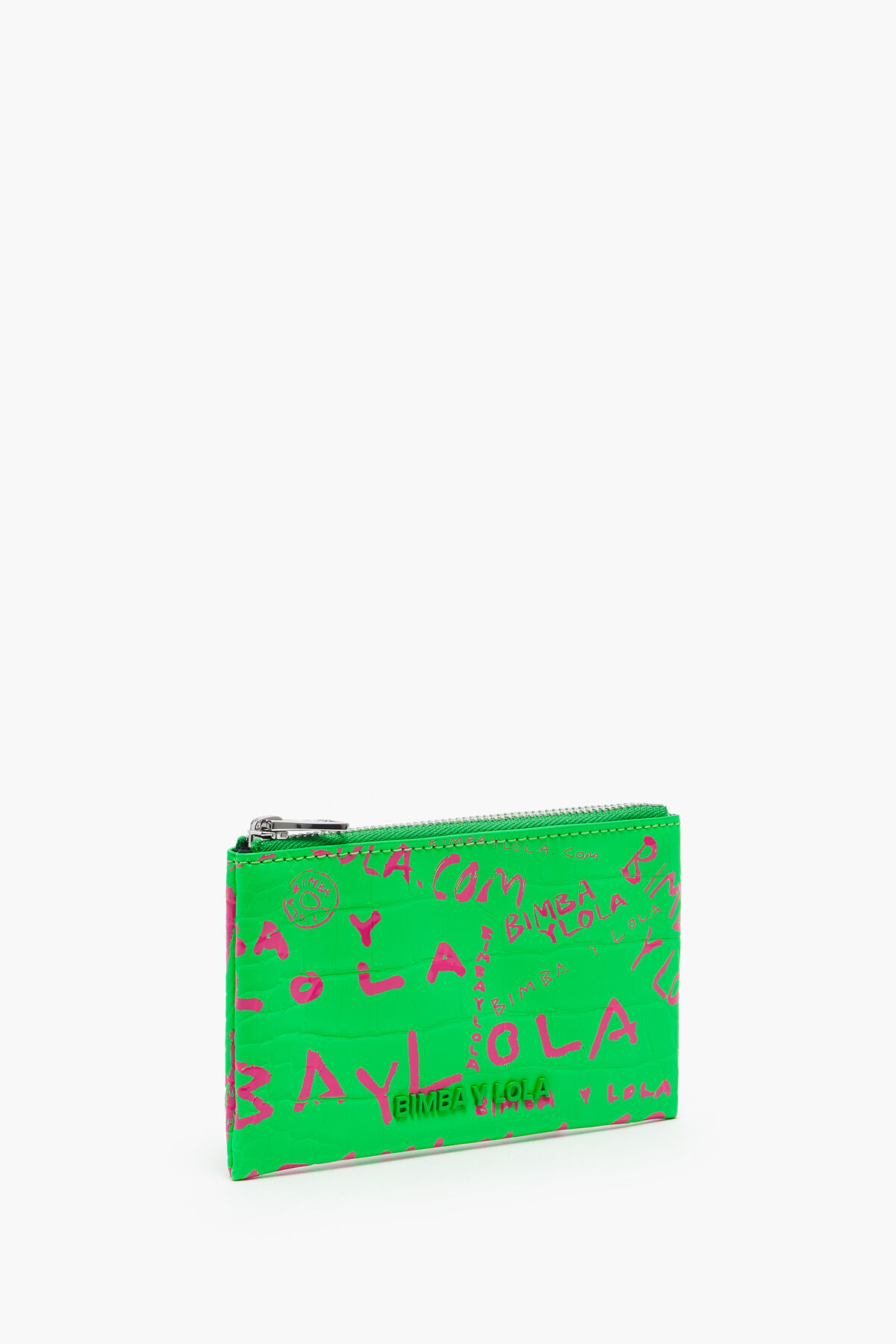 Monedero rectangular cocodrilo print verde