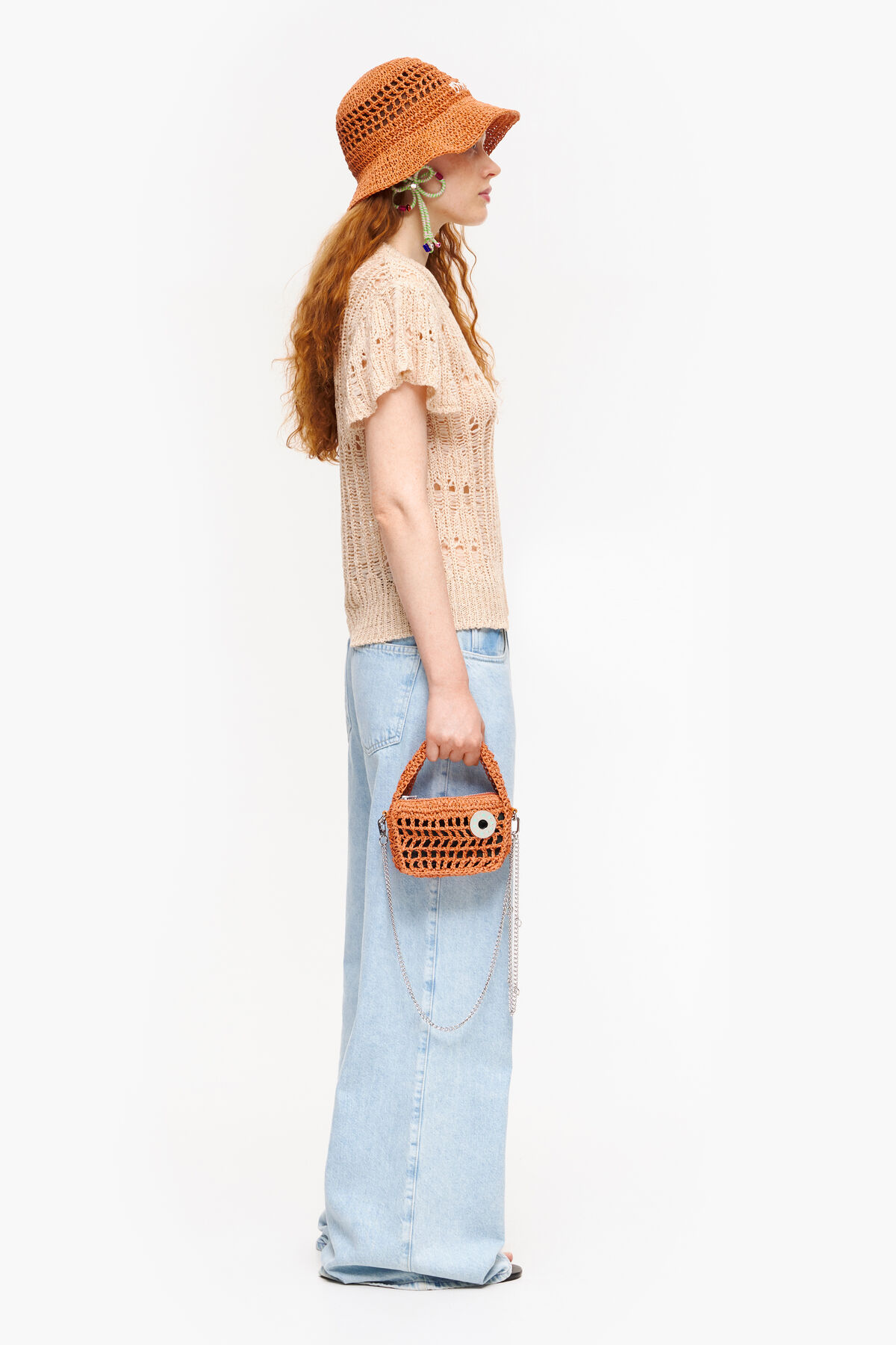 Bolso hobo XS rafia naranja