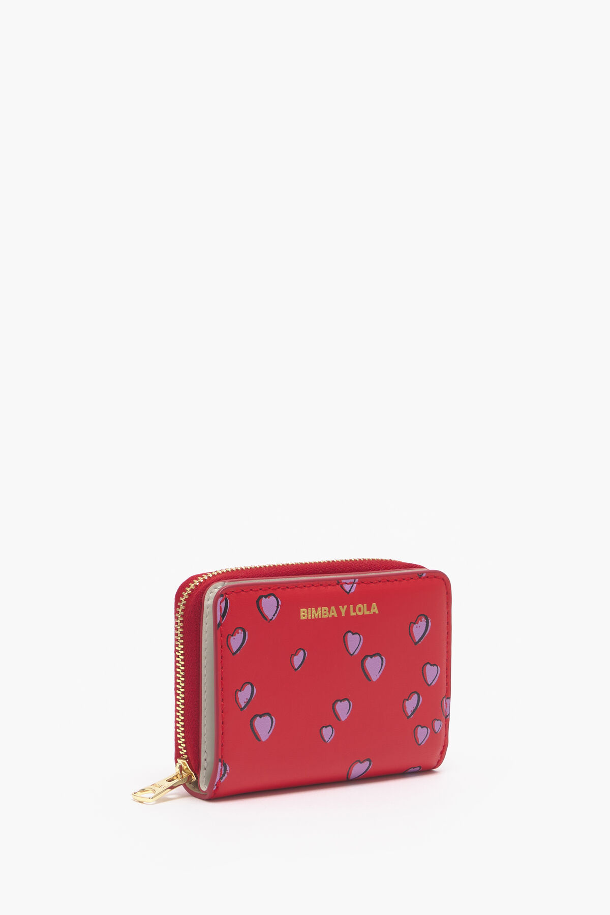 Cartera solapa piel print Small Hearts roja