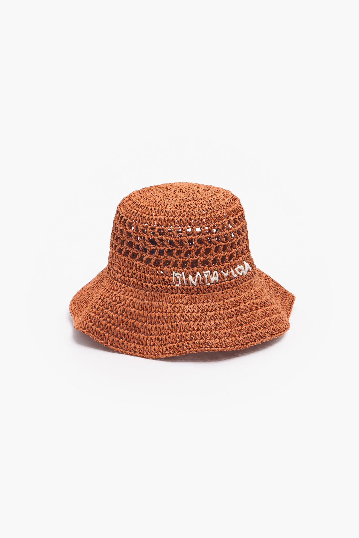 Gorro bucket rafia naranja