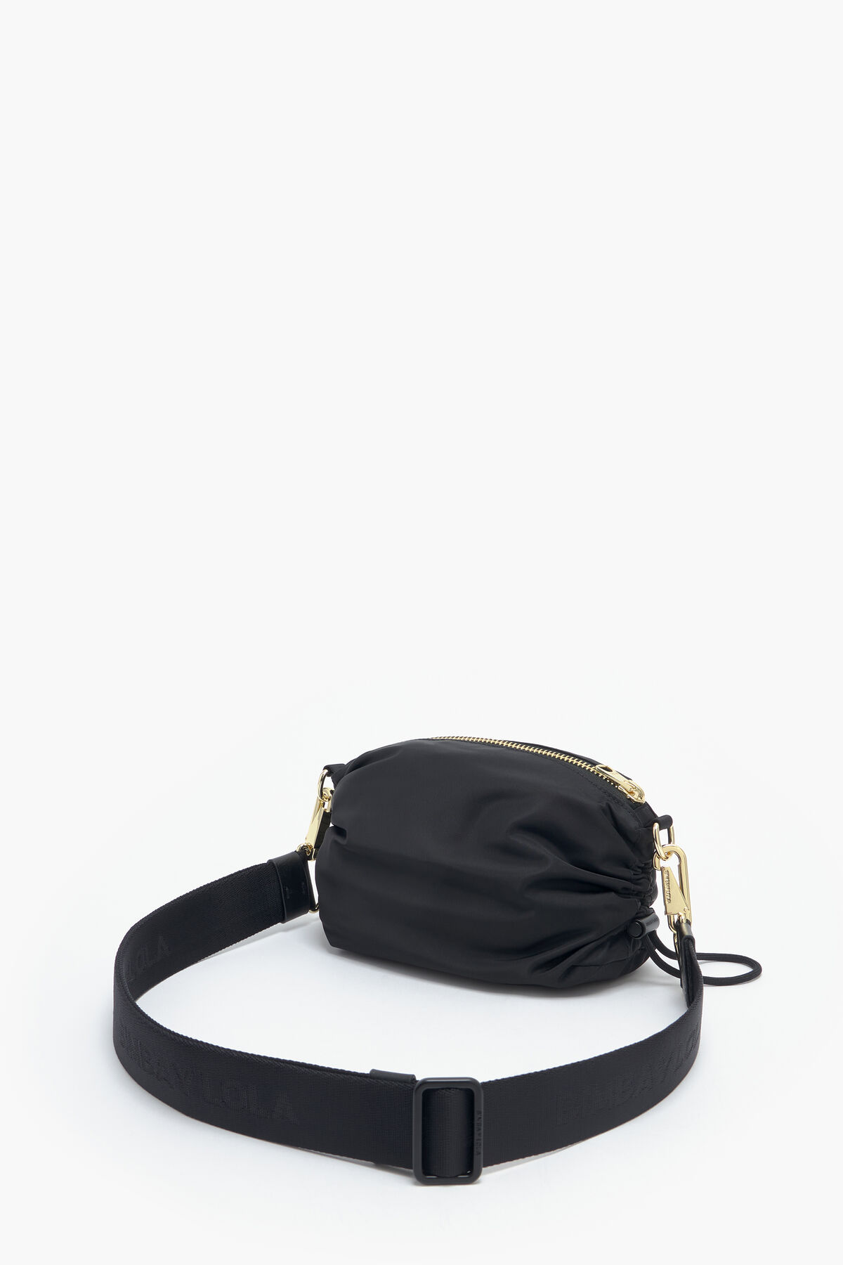 Bolso bandolera S nylon frunces negro