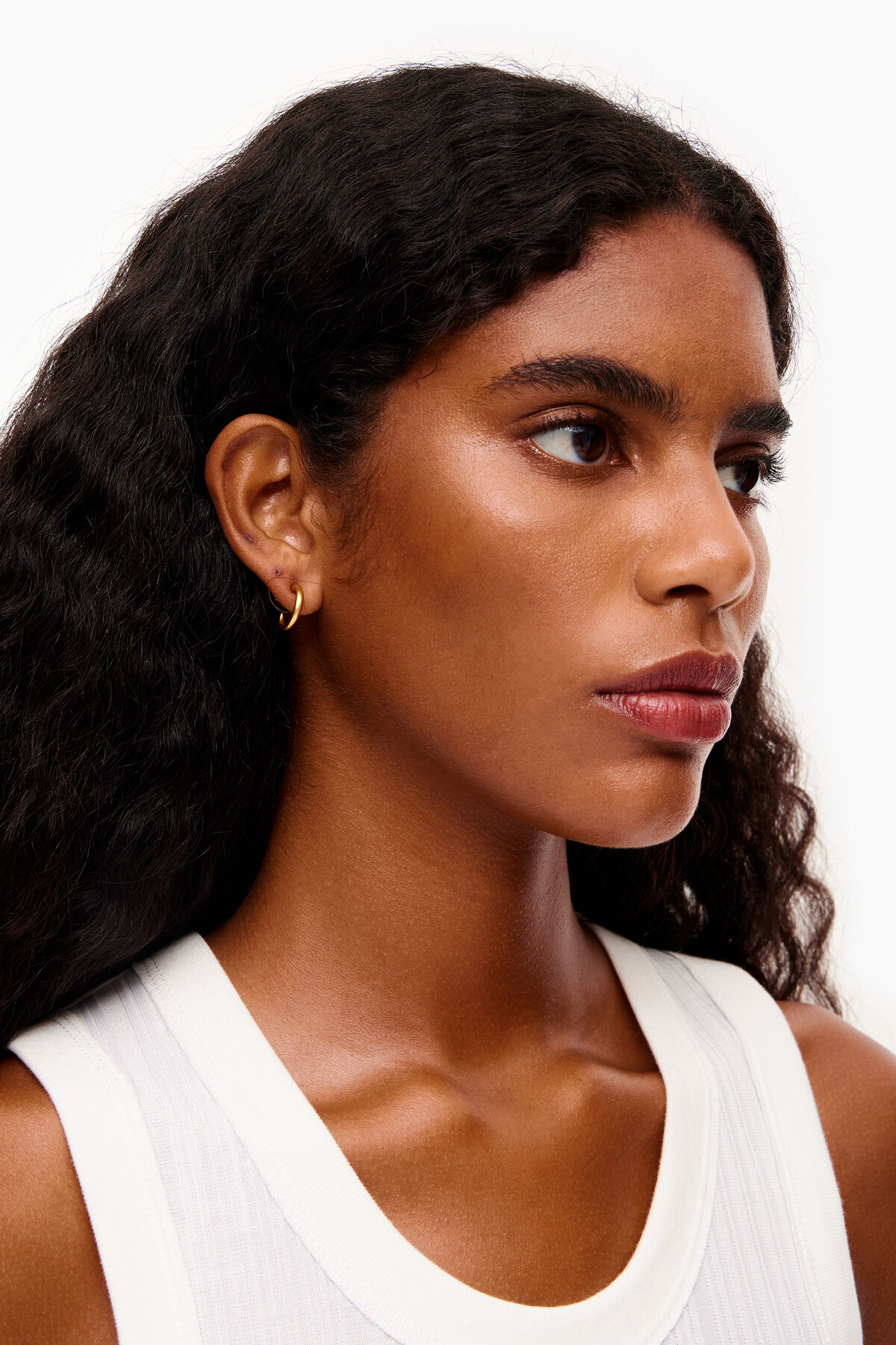 Pendientes aro mini dorado mate