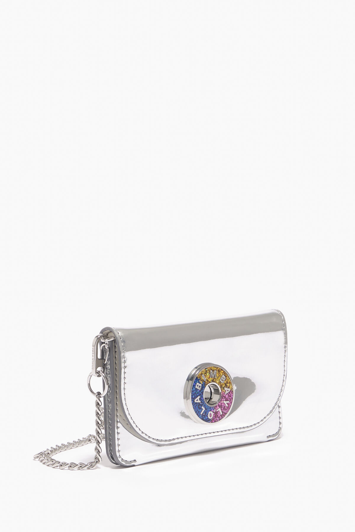 Cartera rectangular metalizada plata