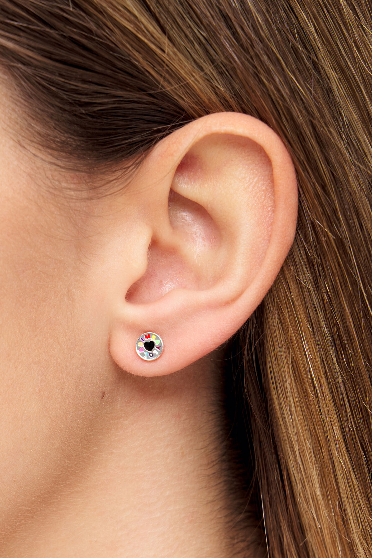 Pendientes pequeños logo corazón plateados