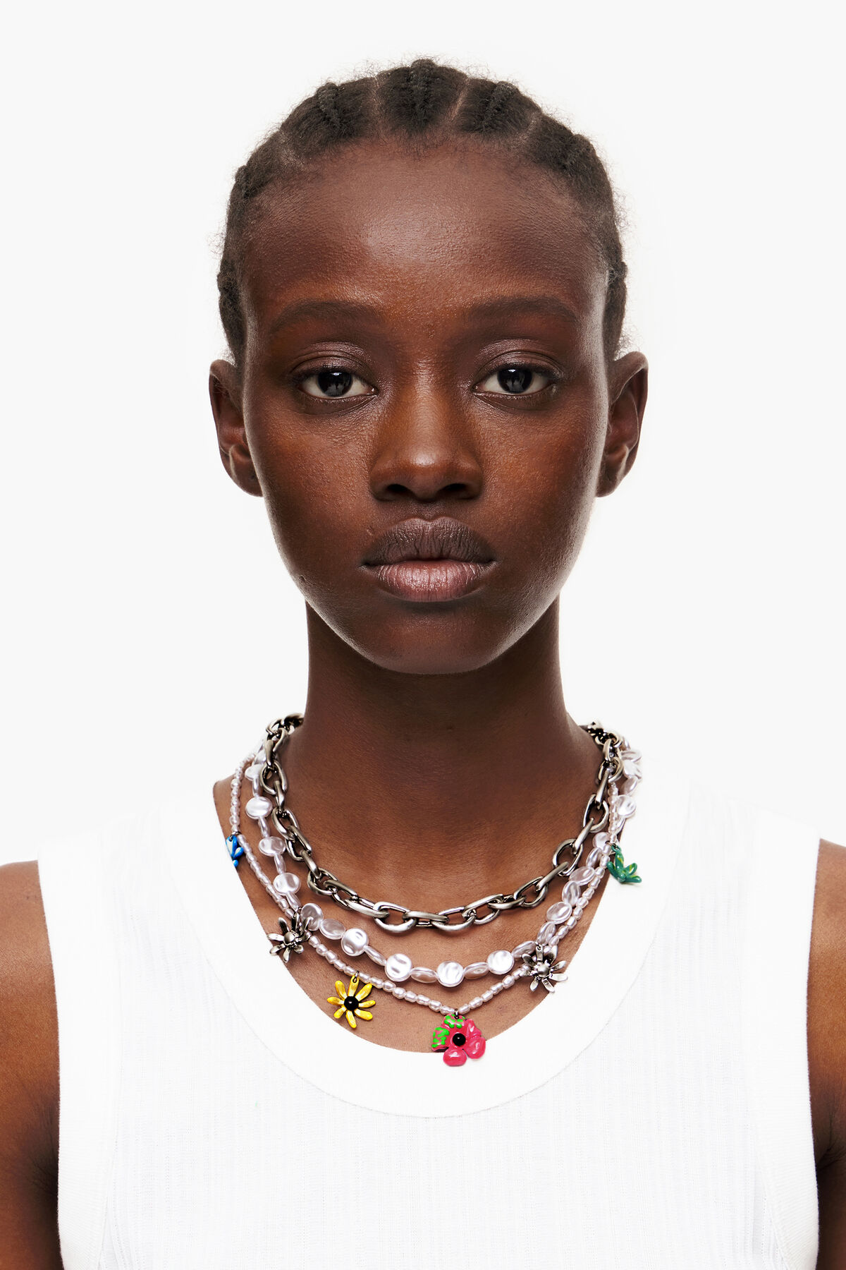 Collar tiras colgantes multicolores