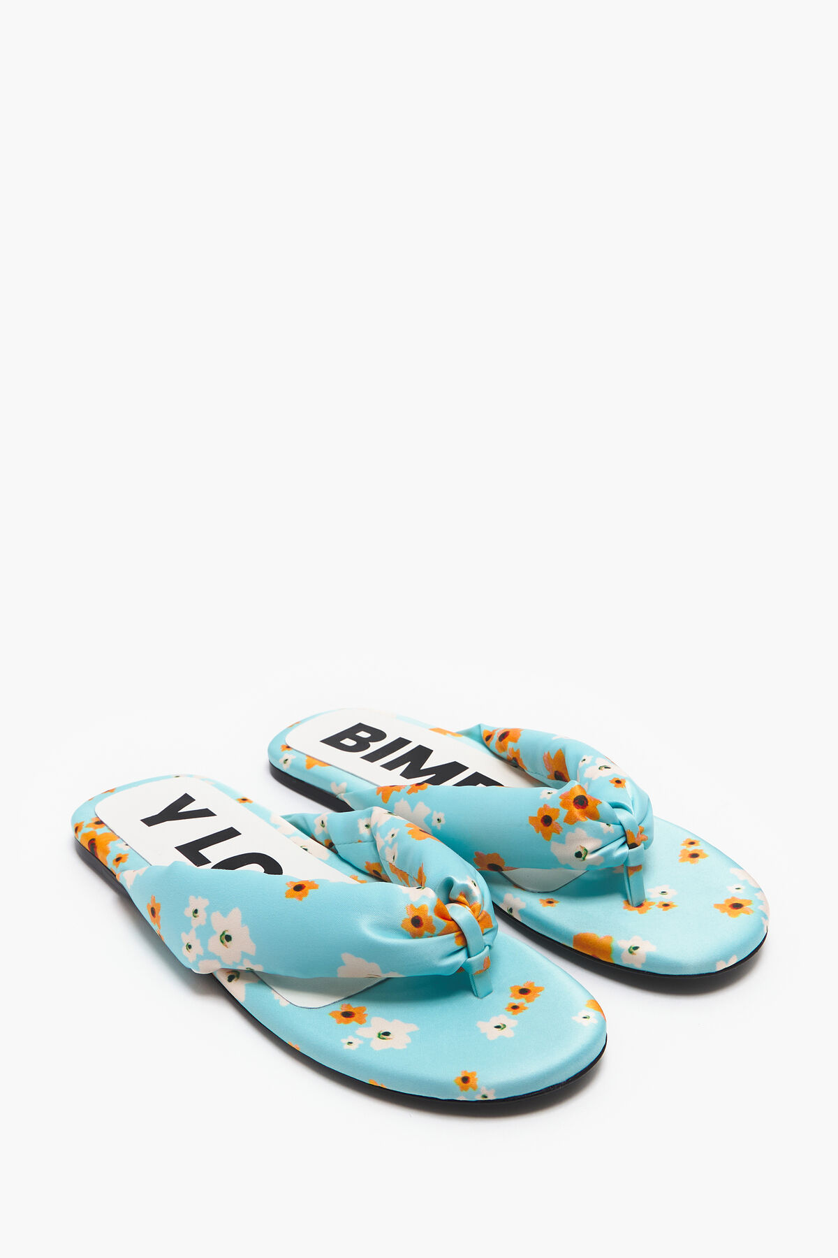 Sandalia plana tubulares print Acrylic Flowers azul