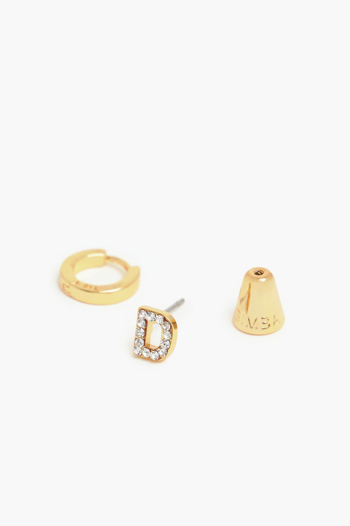 Pendientes mini aro y letra D