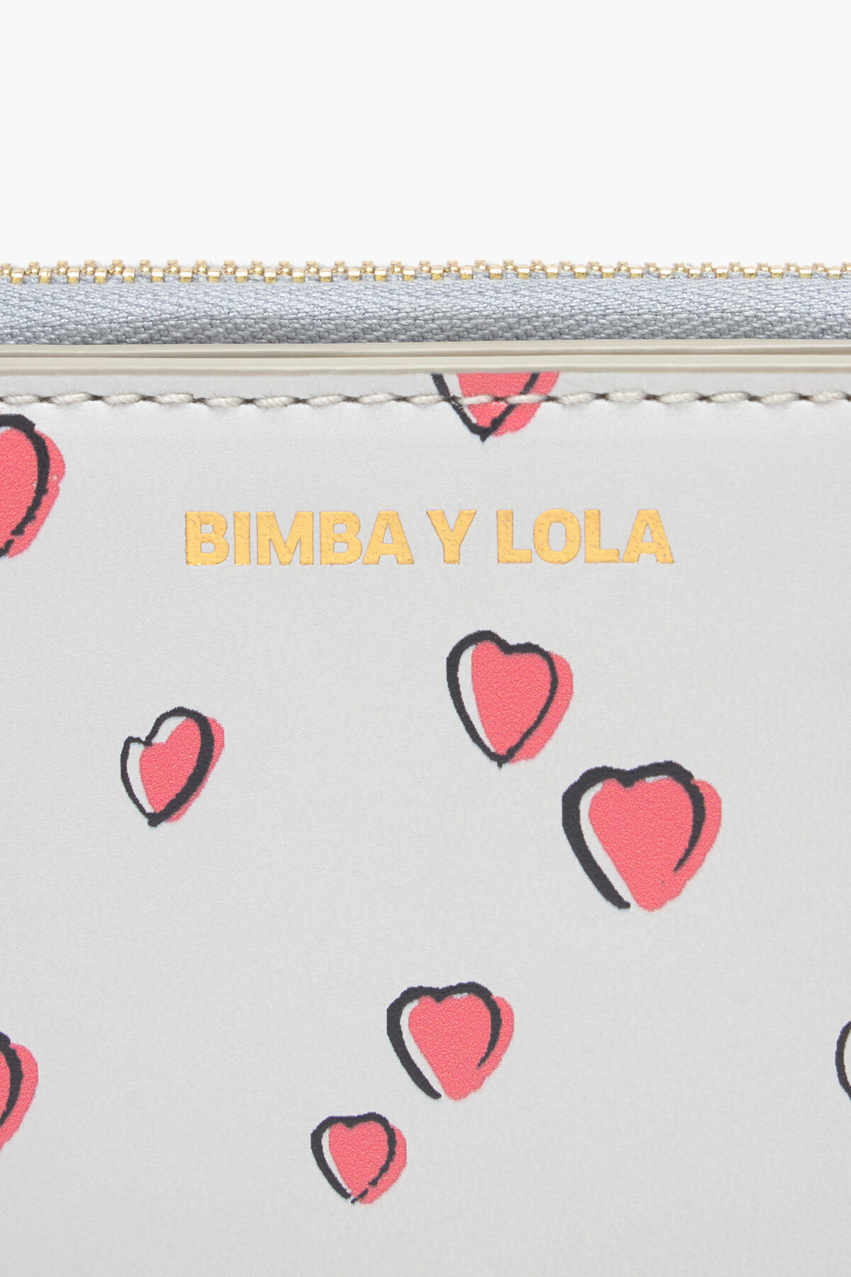 Cartera solapa piel print Small Hearts gris