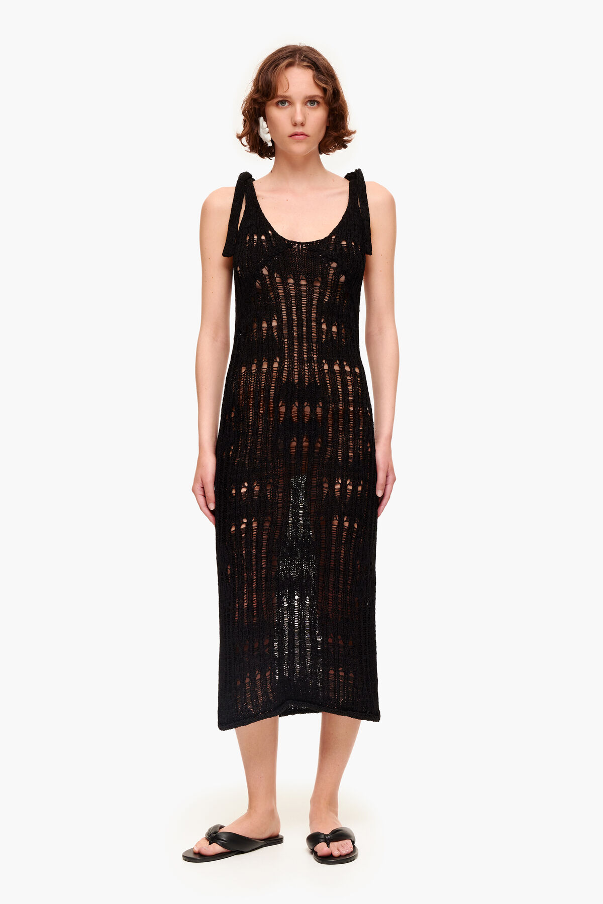 Vestido largo crochet negro