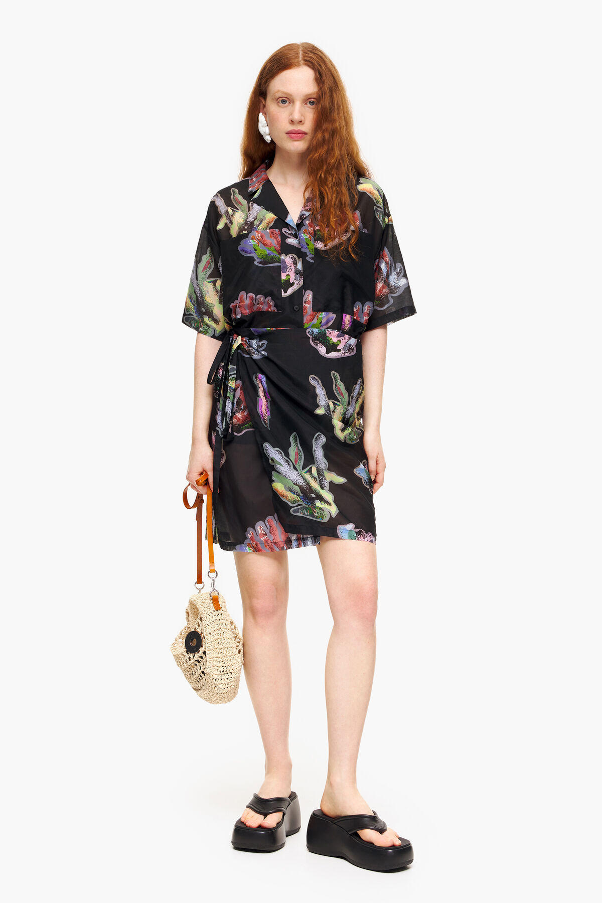 Vestido pareo print Coral gris