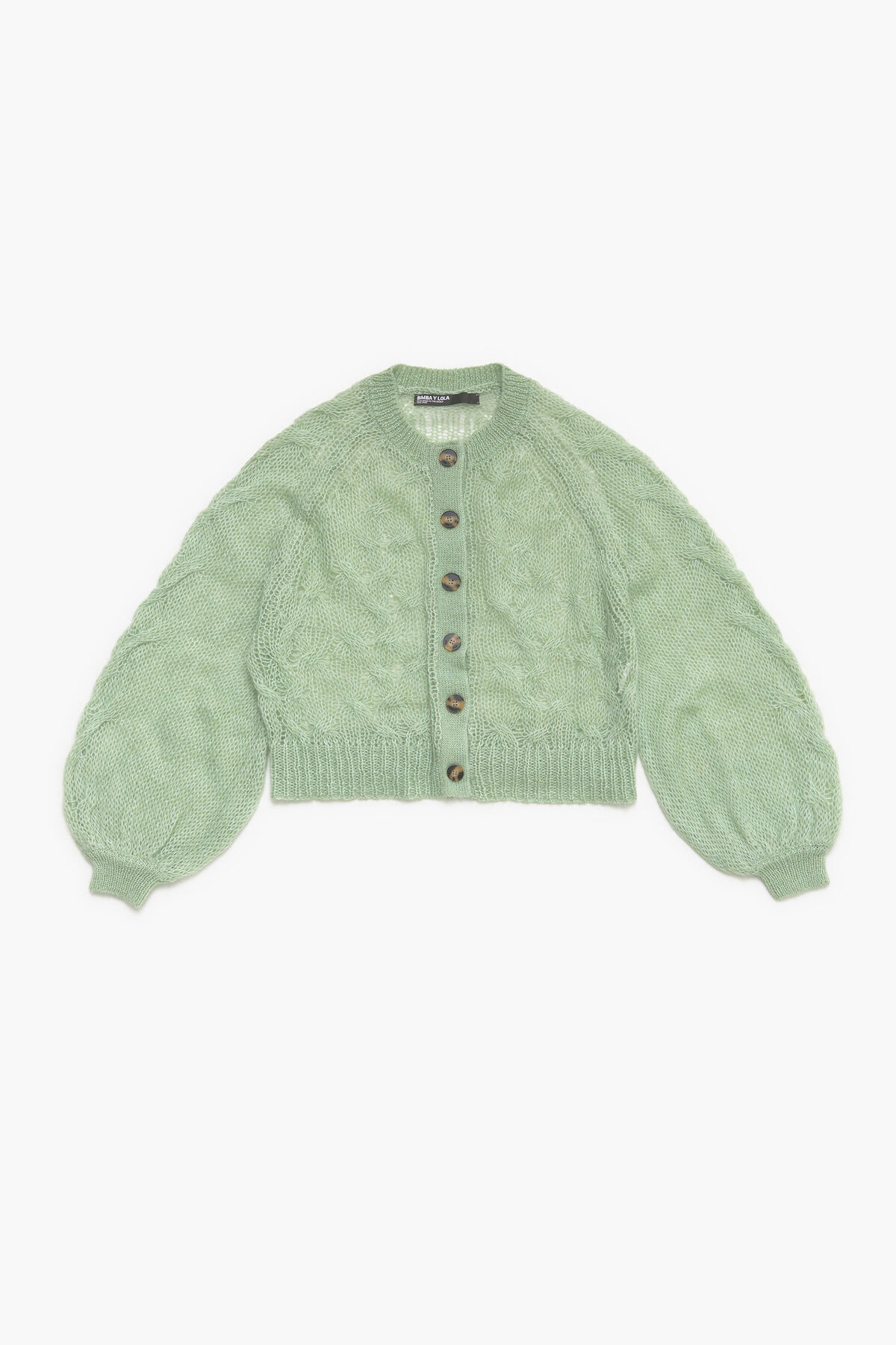Cárdigan calados mohair menta