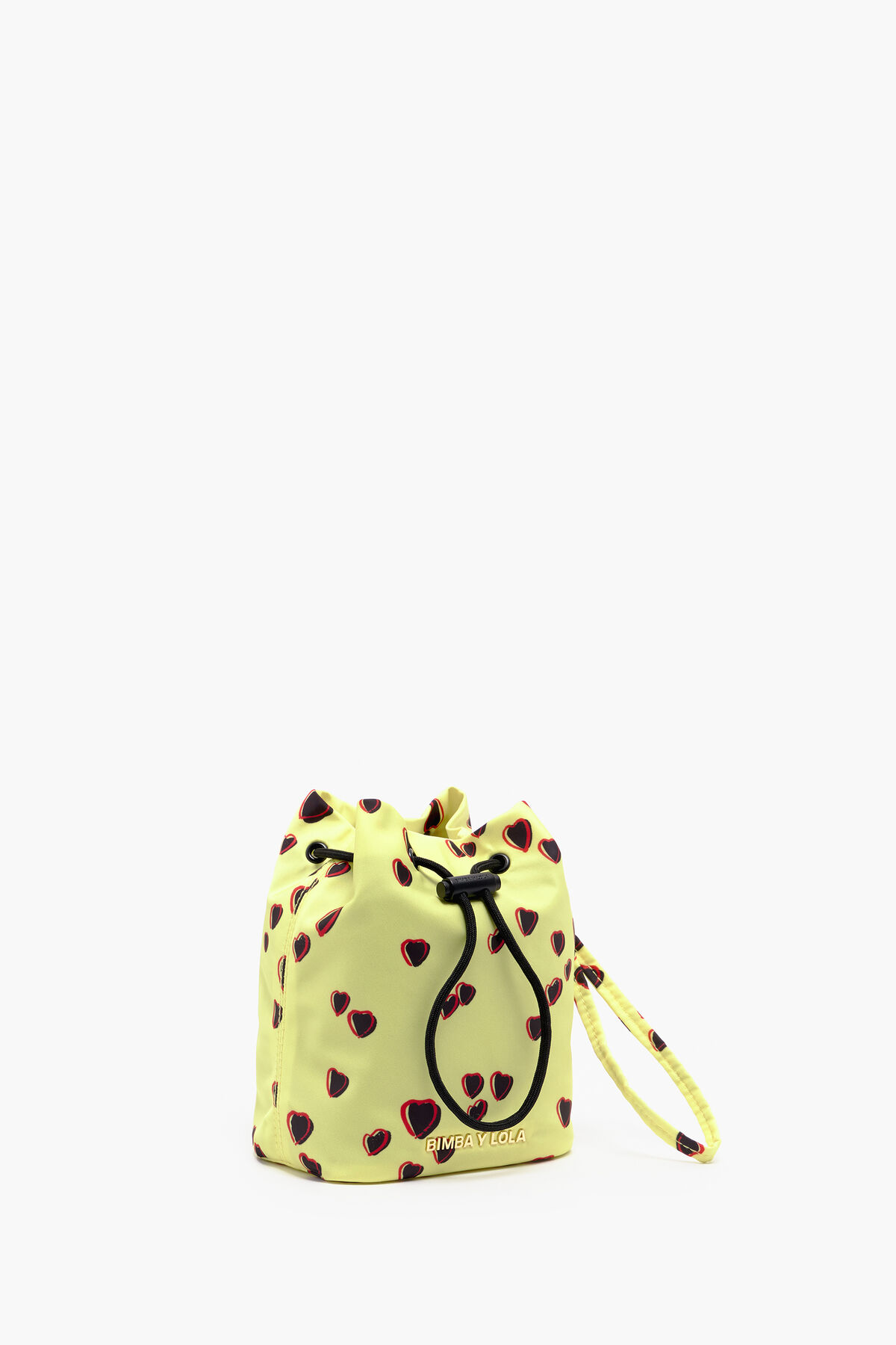 Minibolso saca S print Small Hearts amarillo