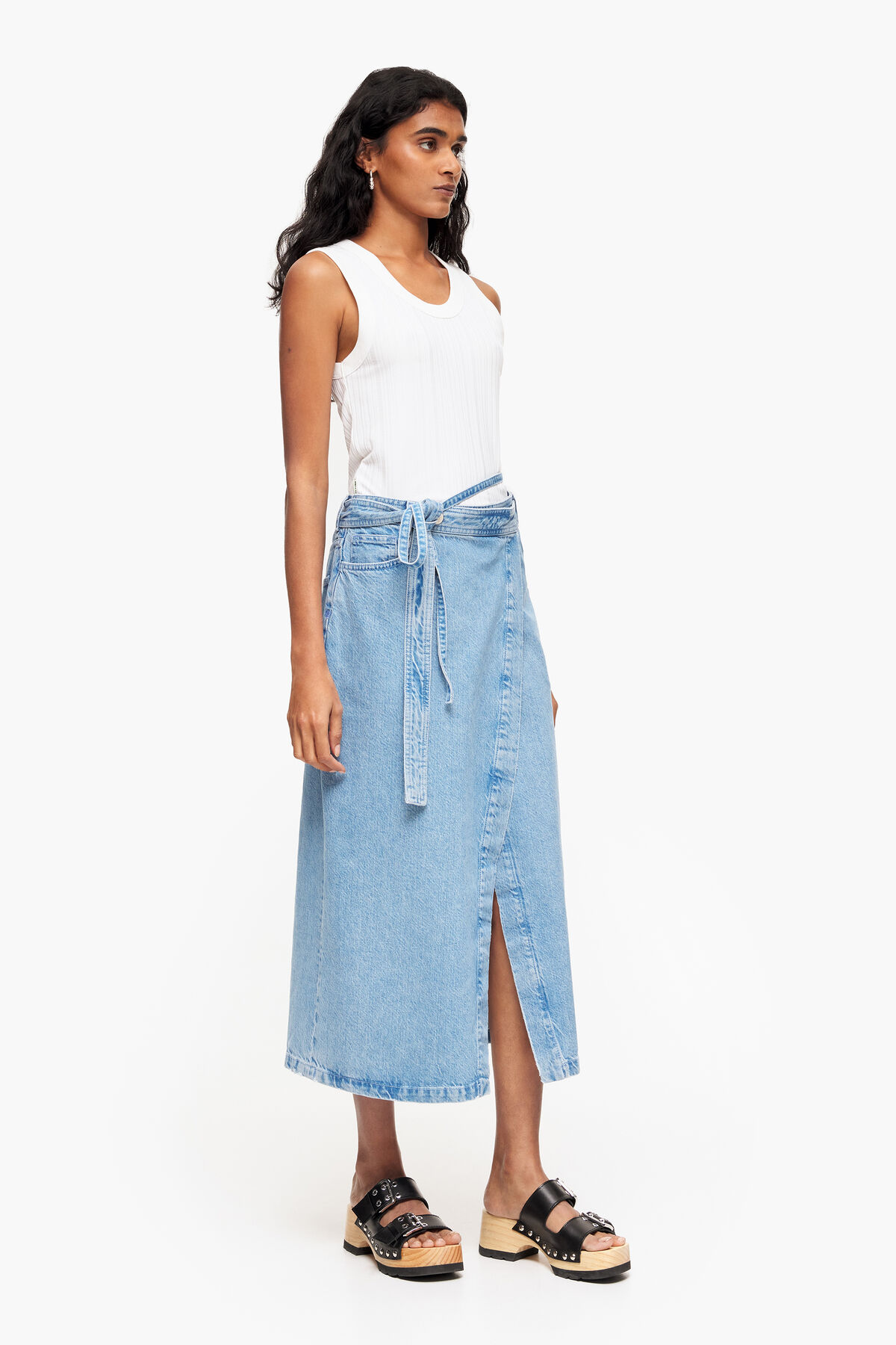 Falda pareo denim midi azul
