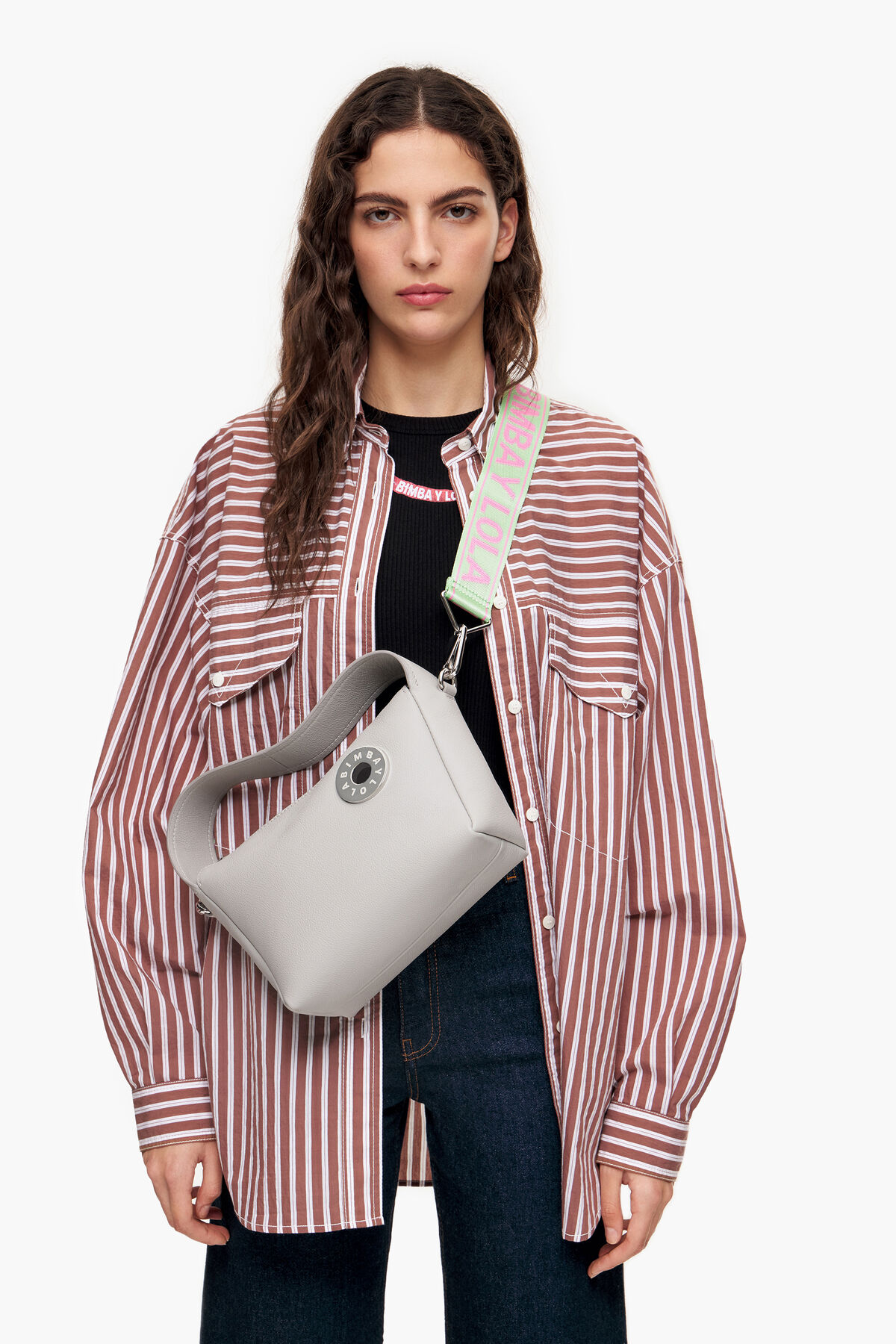 Bolso hobo M piel gris