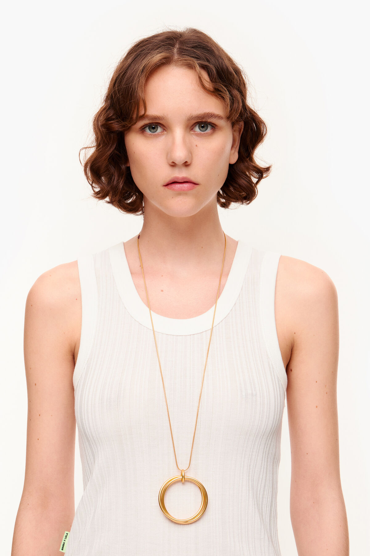 Collar largo aro cadena dorada