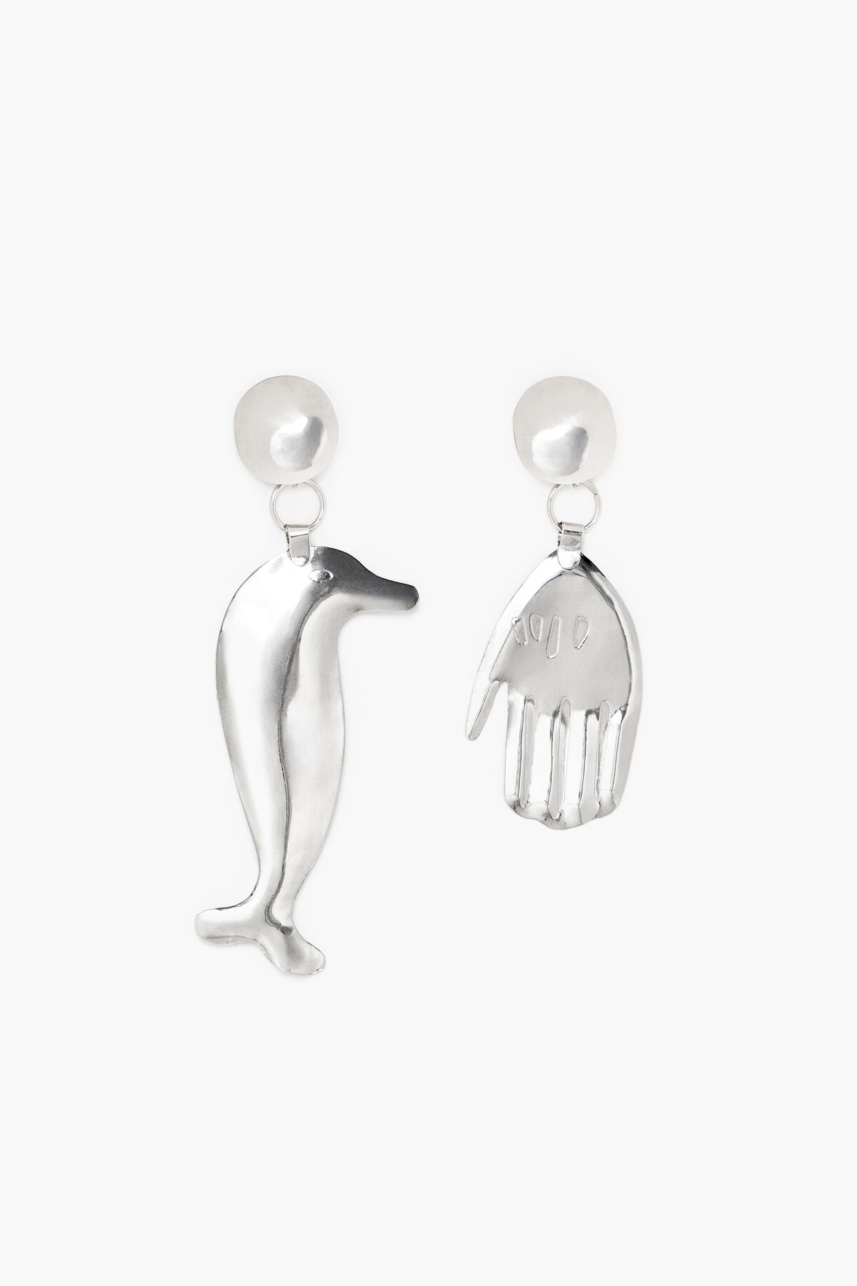 Pendientes largos delfín plateados