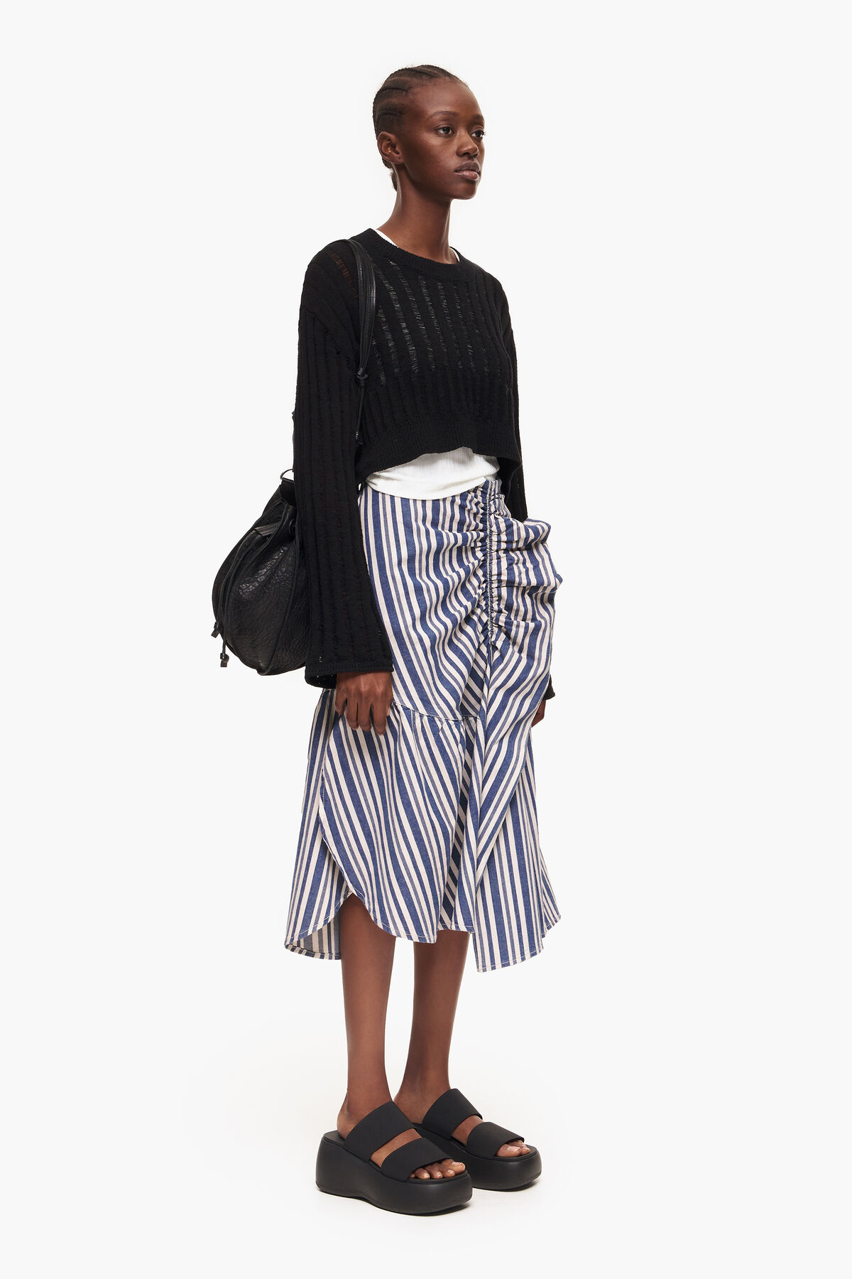 Falda midi vaquera azul