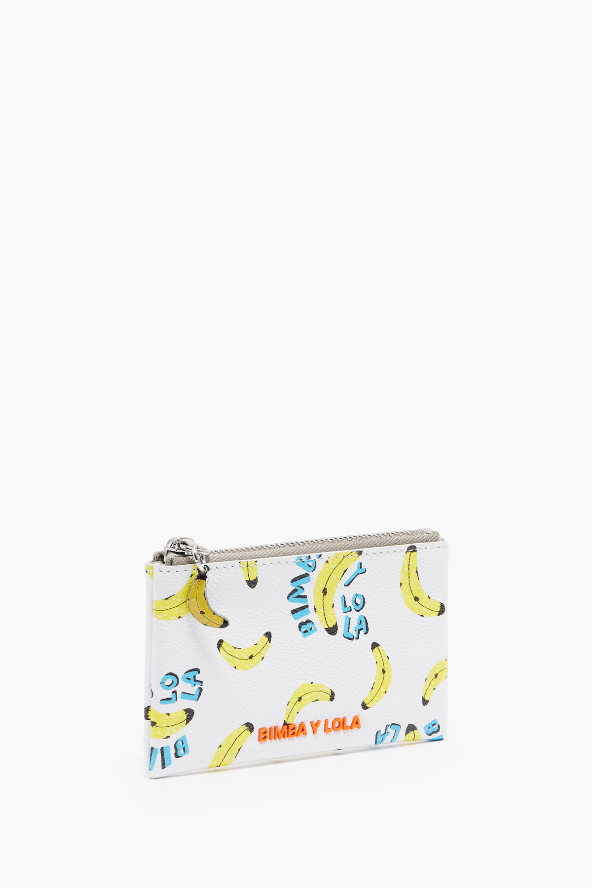 Monedero rectangular textura print bananas blanco