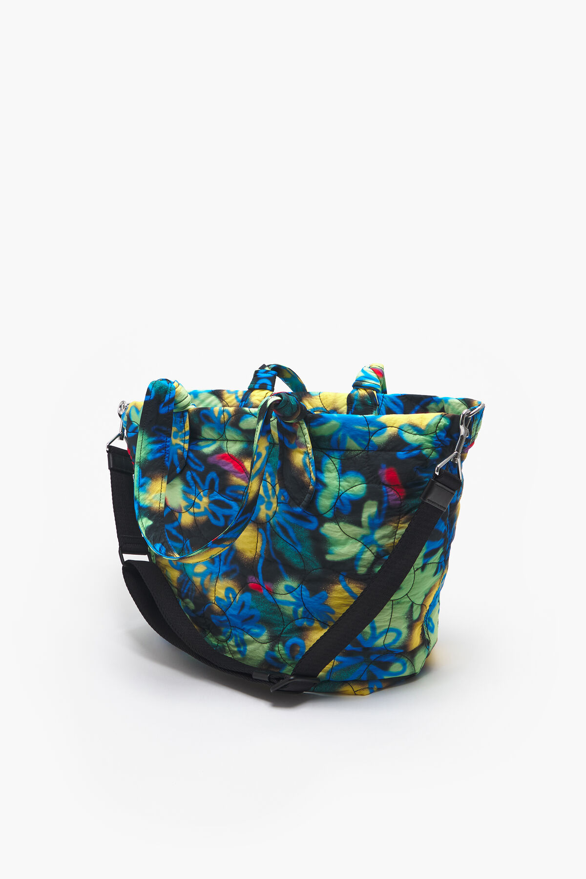 Bolso shopper XL nylon Graffiti Flowers azul