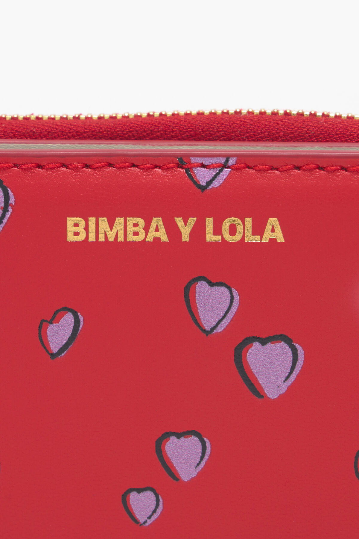 Cartera solapa piel print Small Hearts roja