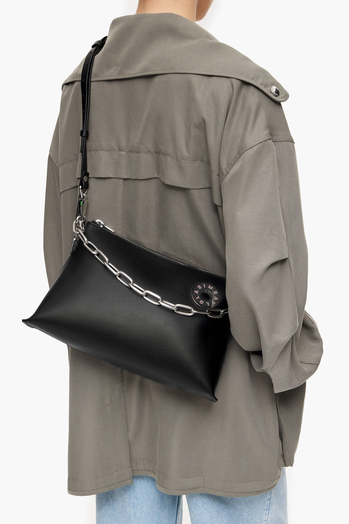 Bolso trapecio M piel negro