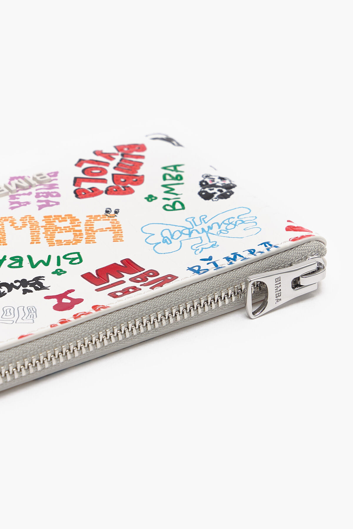 Monedero rectangular cocodrilo print blanco