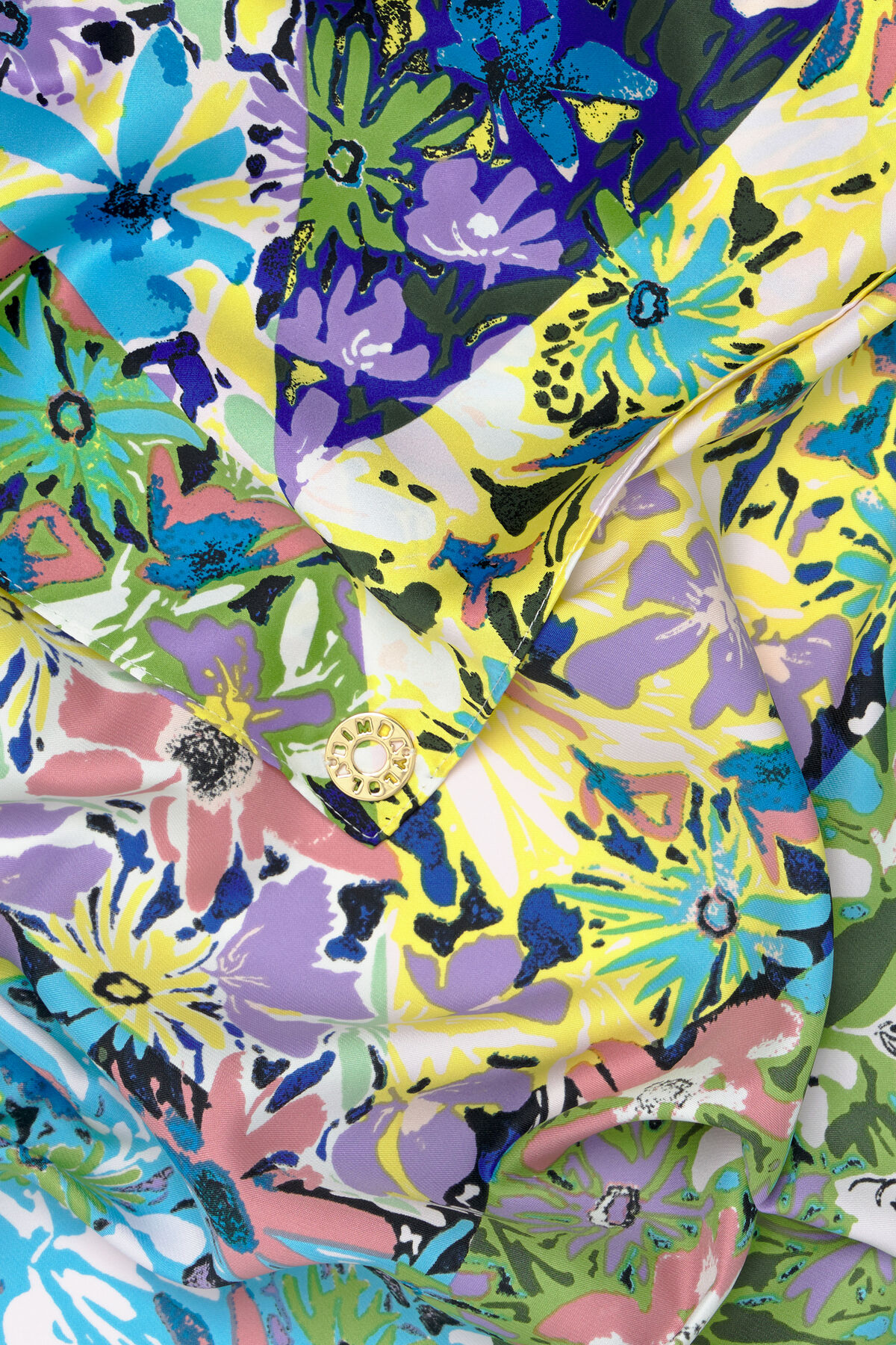 Pañuelo flores geométrico verde