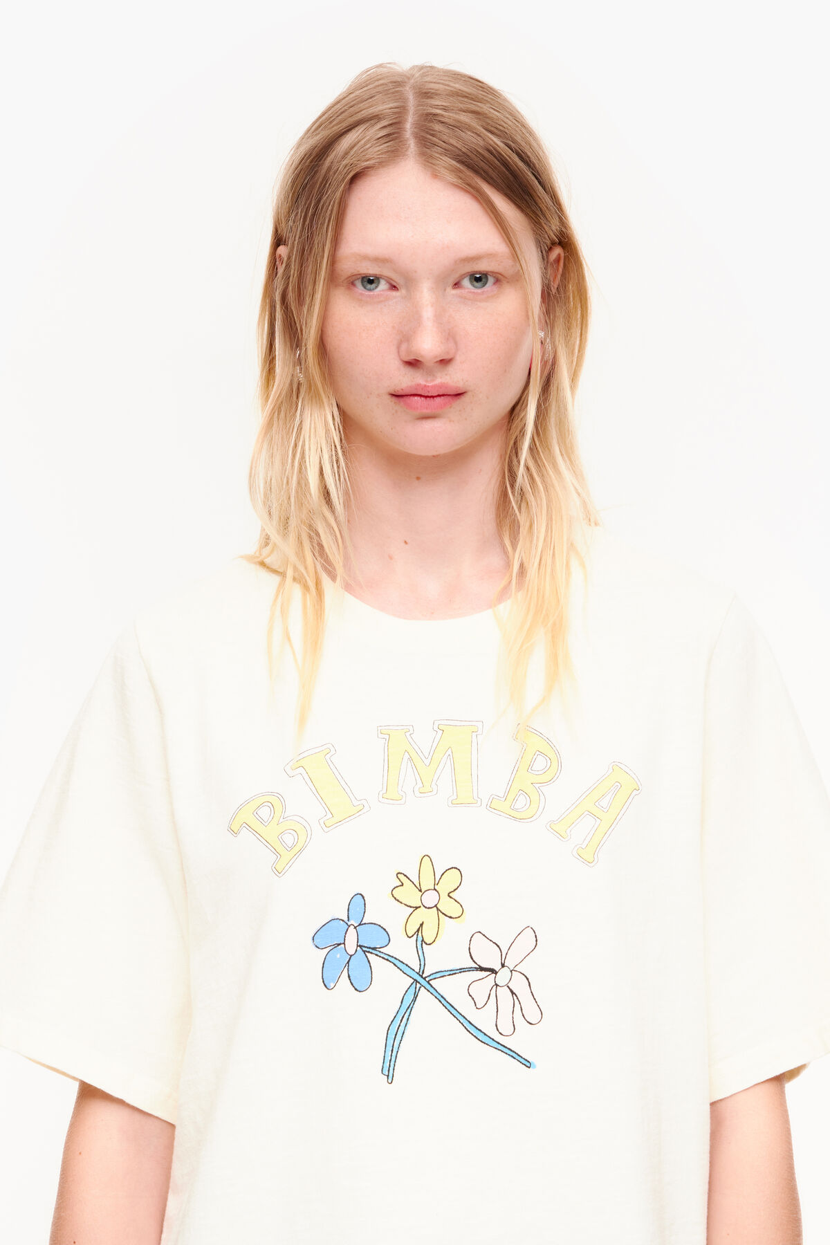 Camiseta algodón logo Bimba flor vainilla