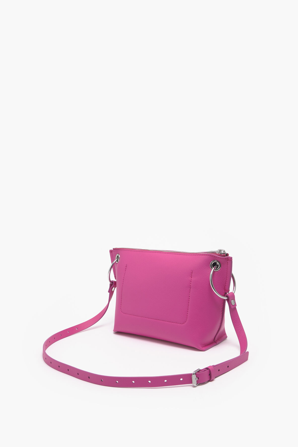 Bolso bandolera M piel fucsia