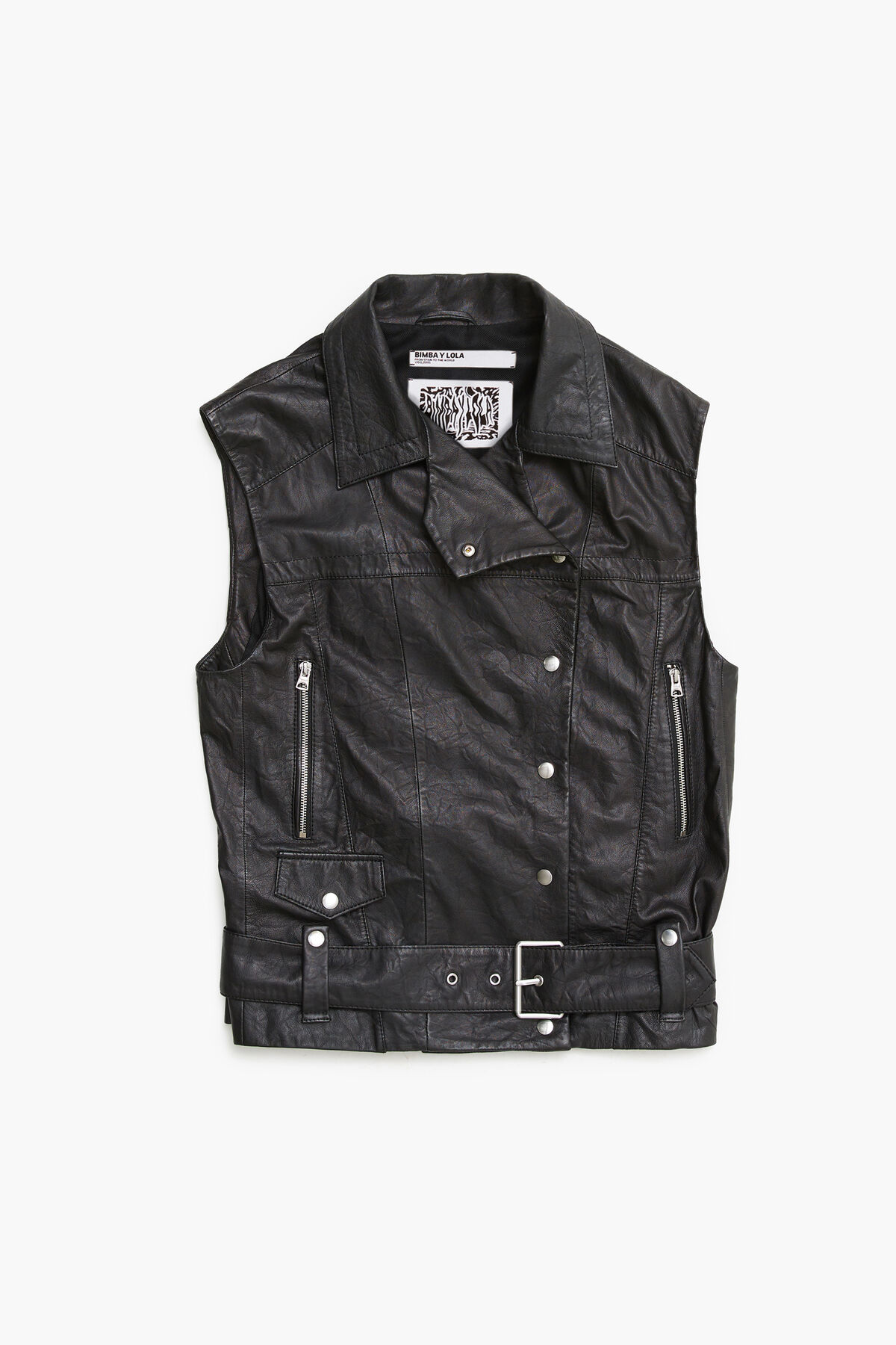 Chaleco biker piel negro
