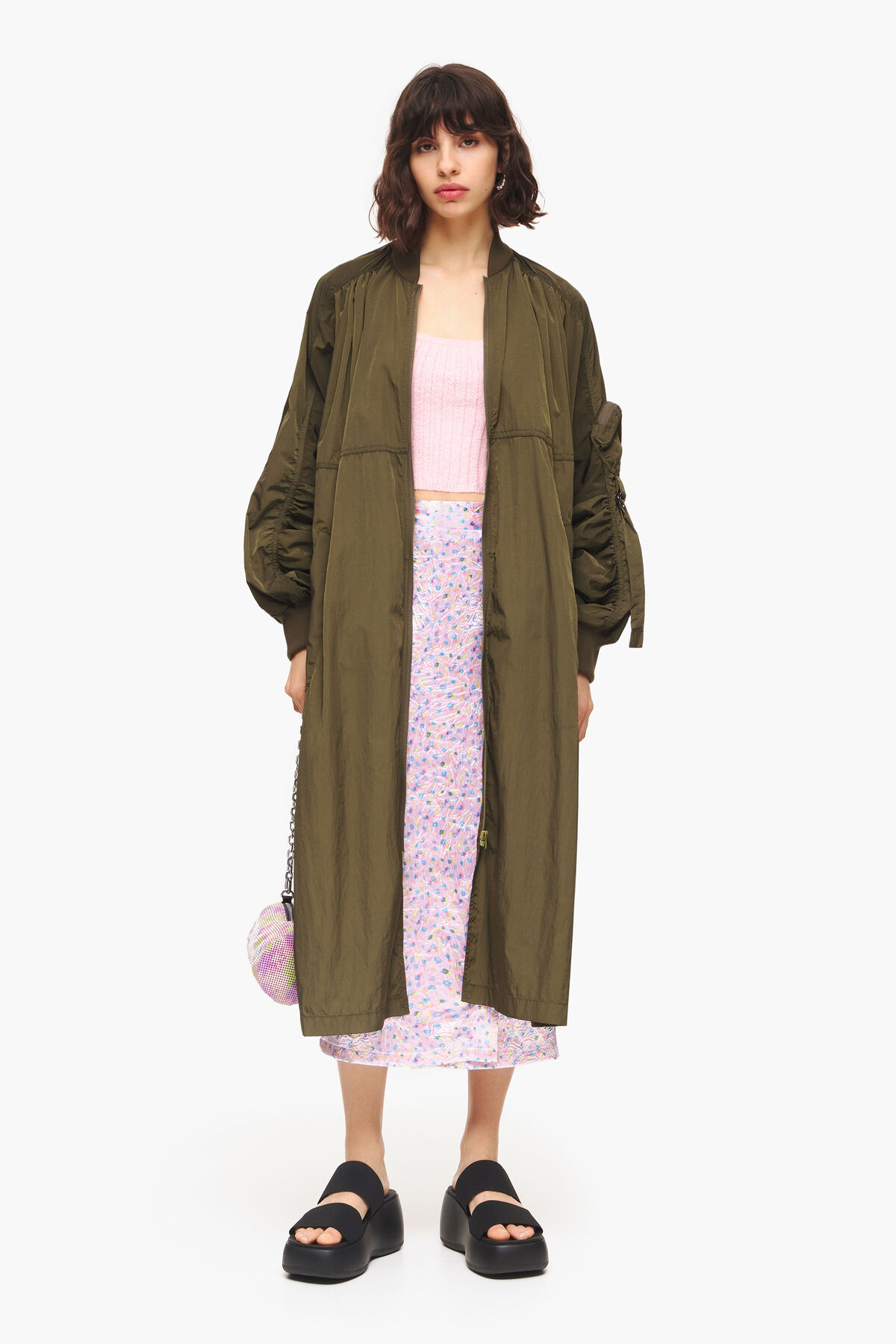 Falda pareo midi print Spray flowers mini rosa