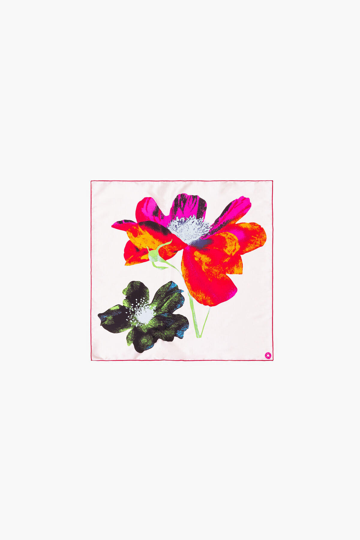 Pañuelo seda flores XL blanco roto