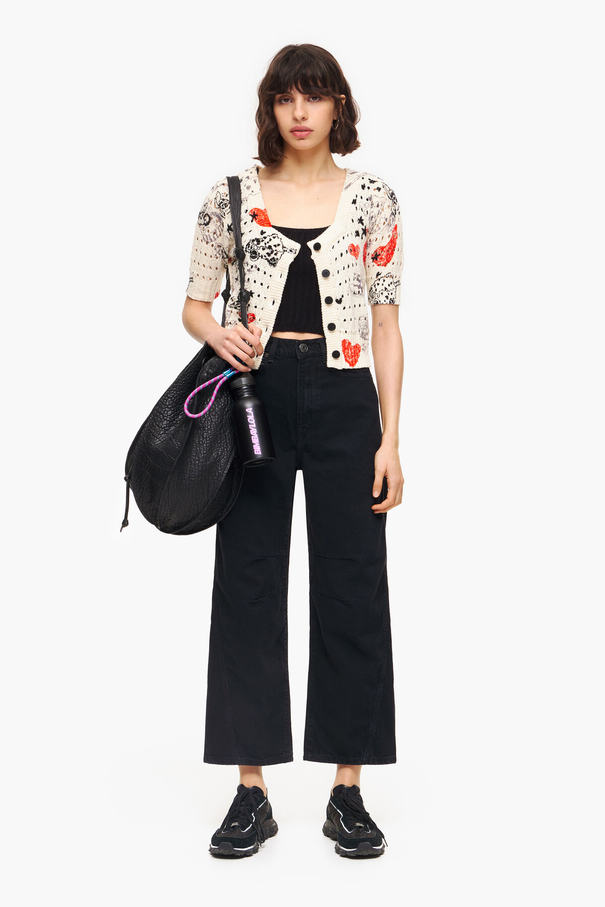 Cárdigan ajustado calados print Nickname Heart