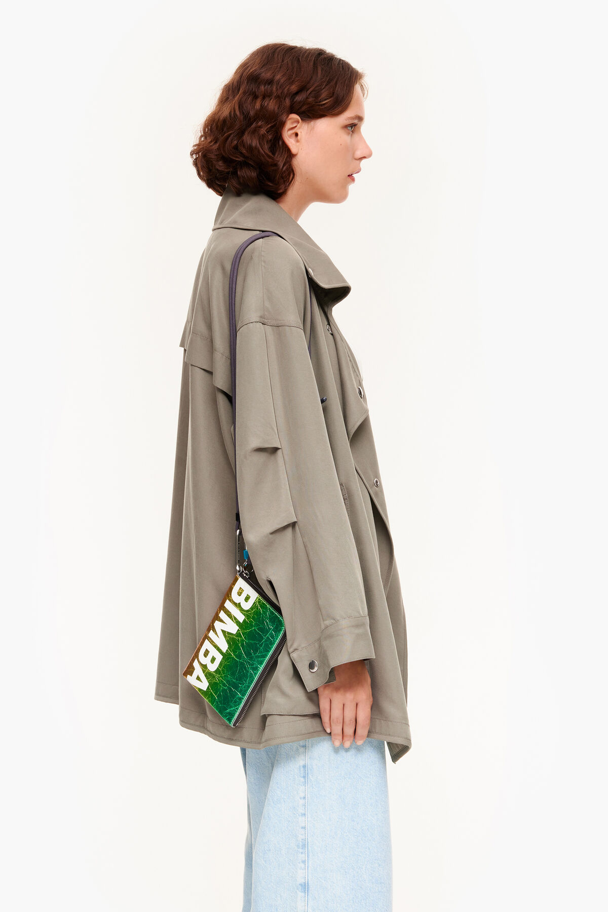 Minibolso piel plateado