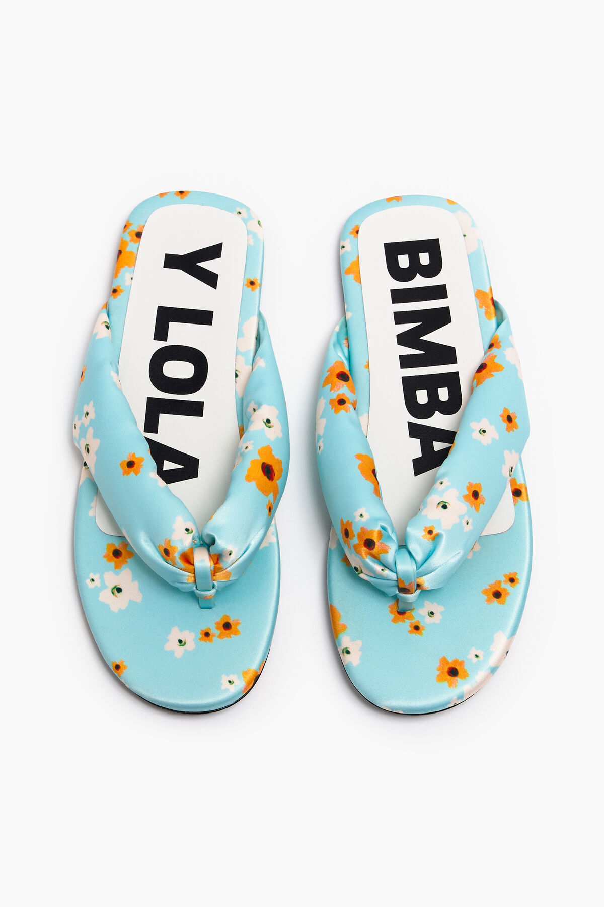 Sandalia plana tubulares print Acrylic Flowers azul