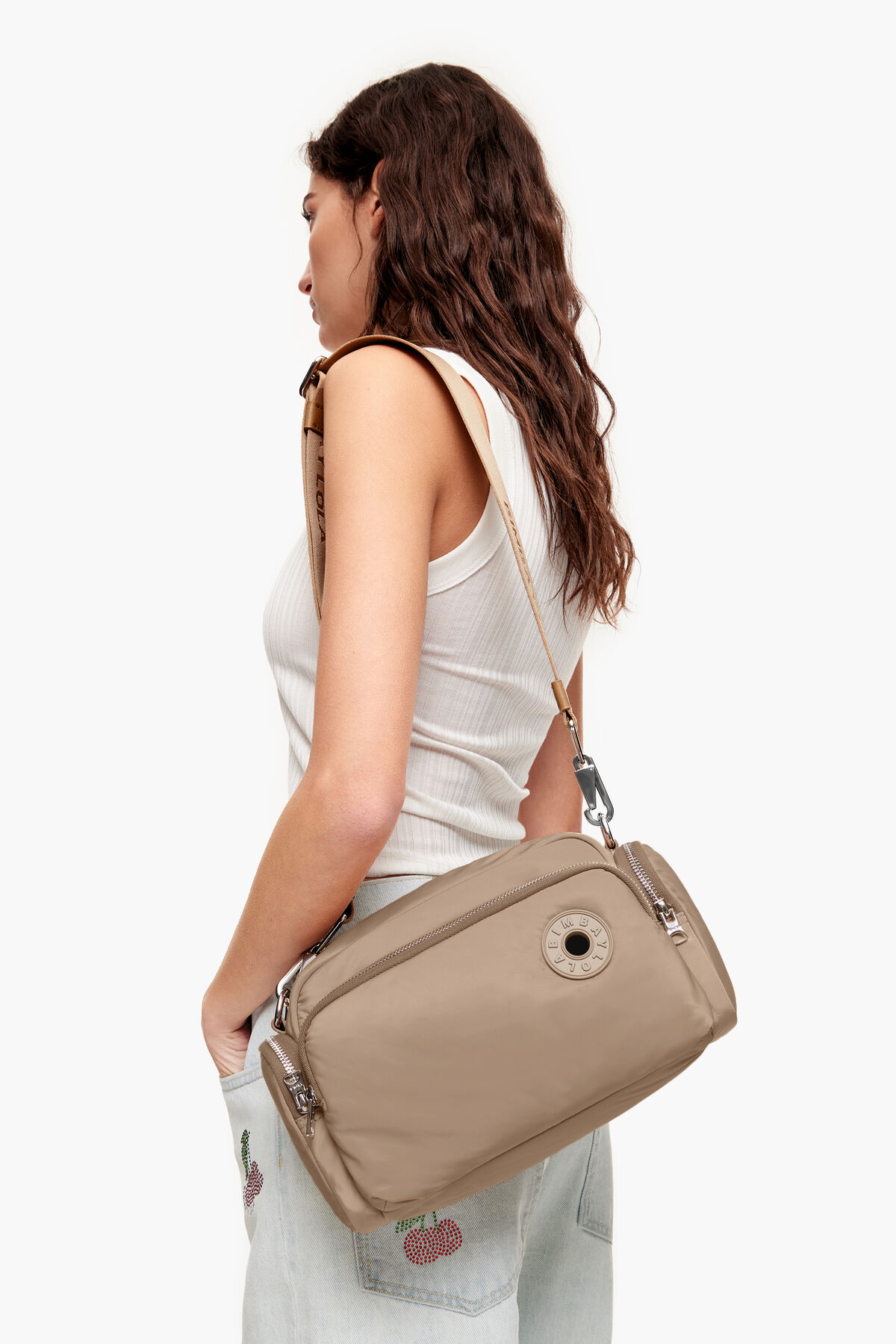 Bolso bandolera M nylon camel