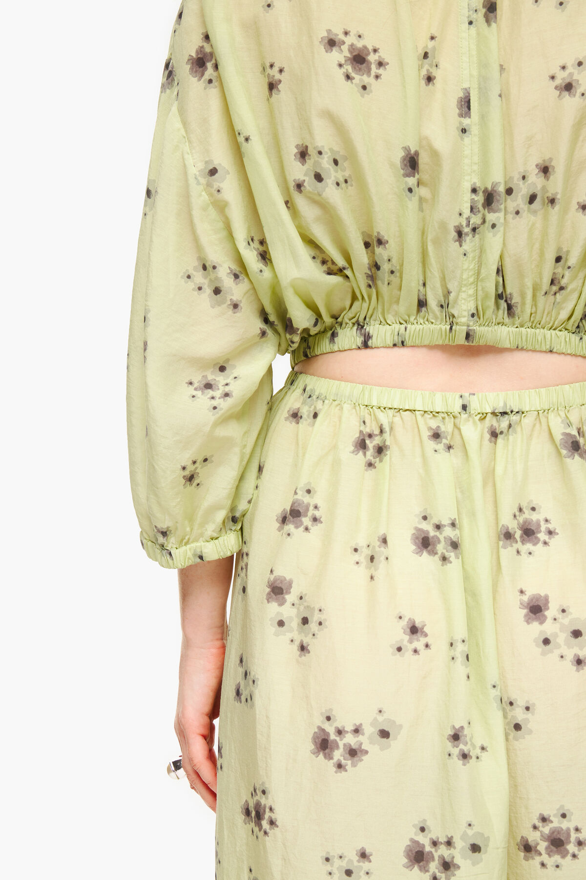 Vestido fluido Acrylic Flowers verde