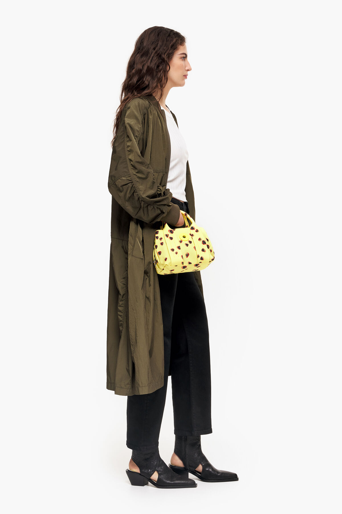 Bolso tote XS nylon print Small Hearts amarillo