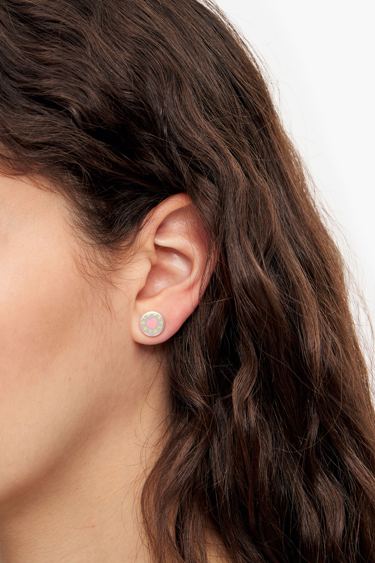 Pendientes botón logo rosas