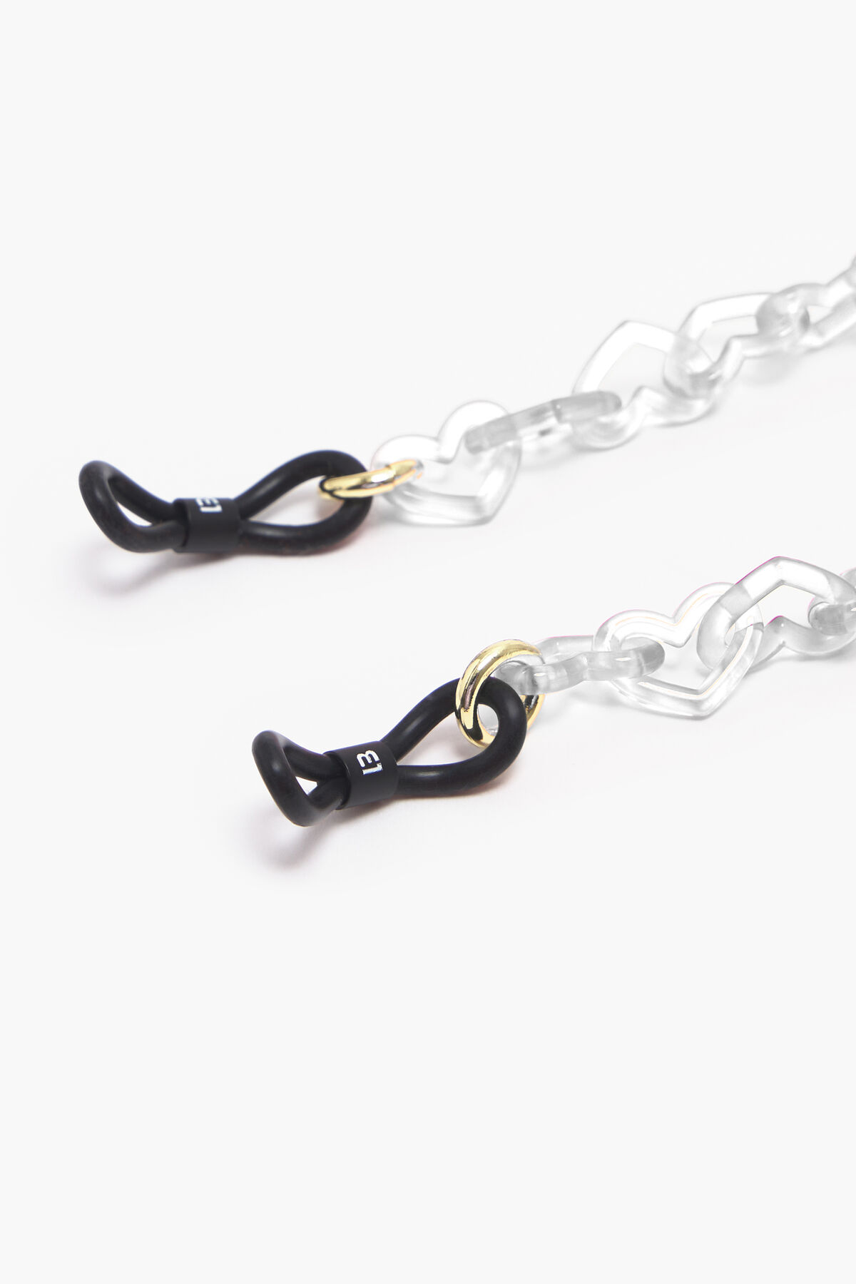 Cadena gafas corazones transparentes