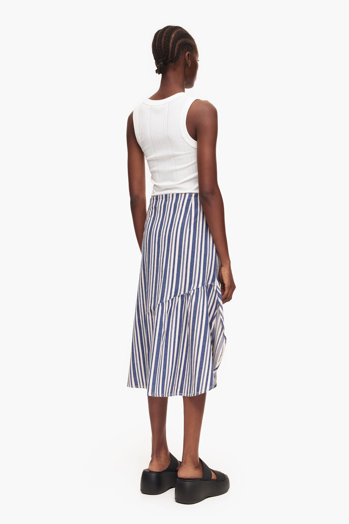 Falda midi vaquera azul